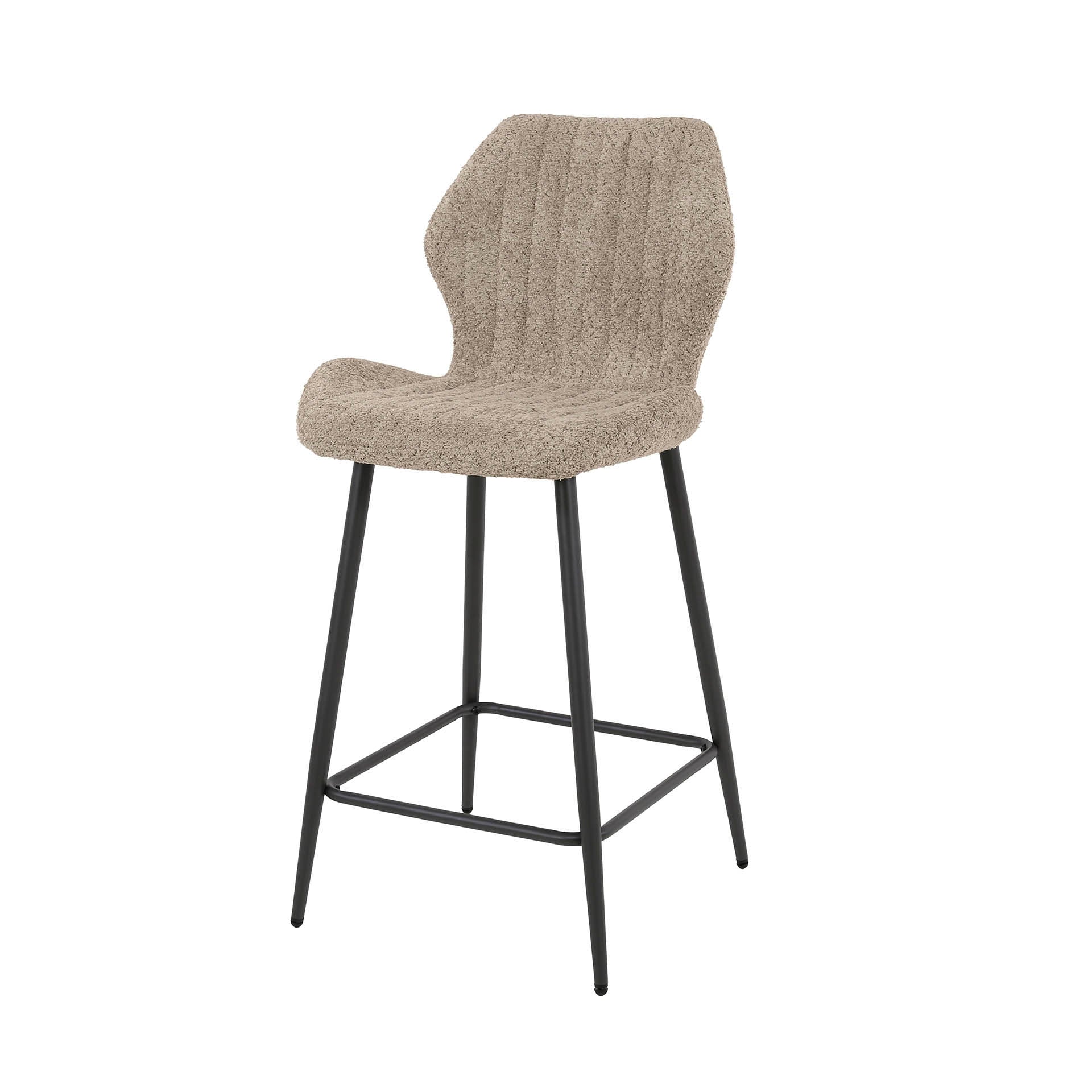 Barstoel Lush - Beige - Bouclé - Teddystof