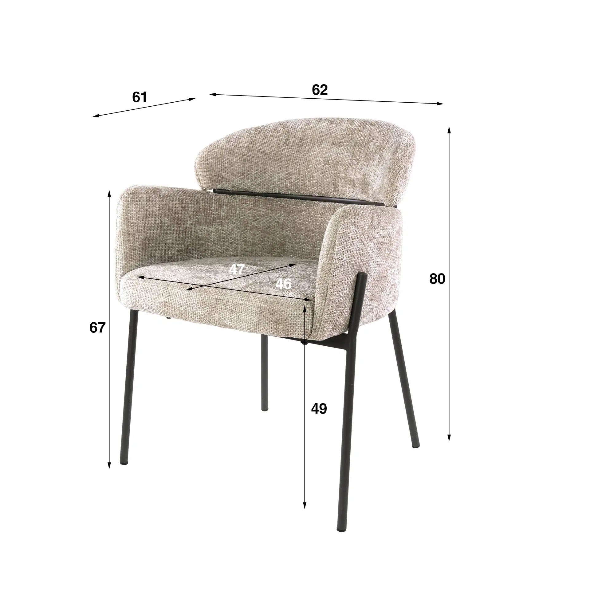 Eetkamerstoel Luke - Beige - Renegade Stof