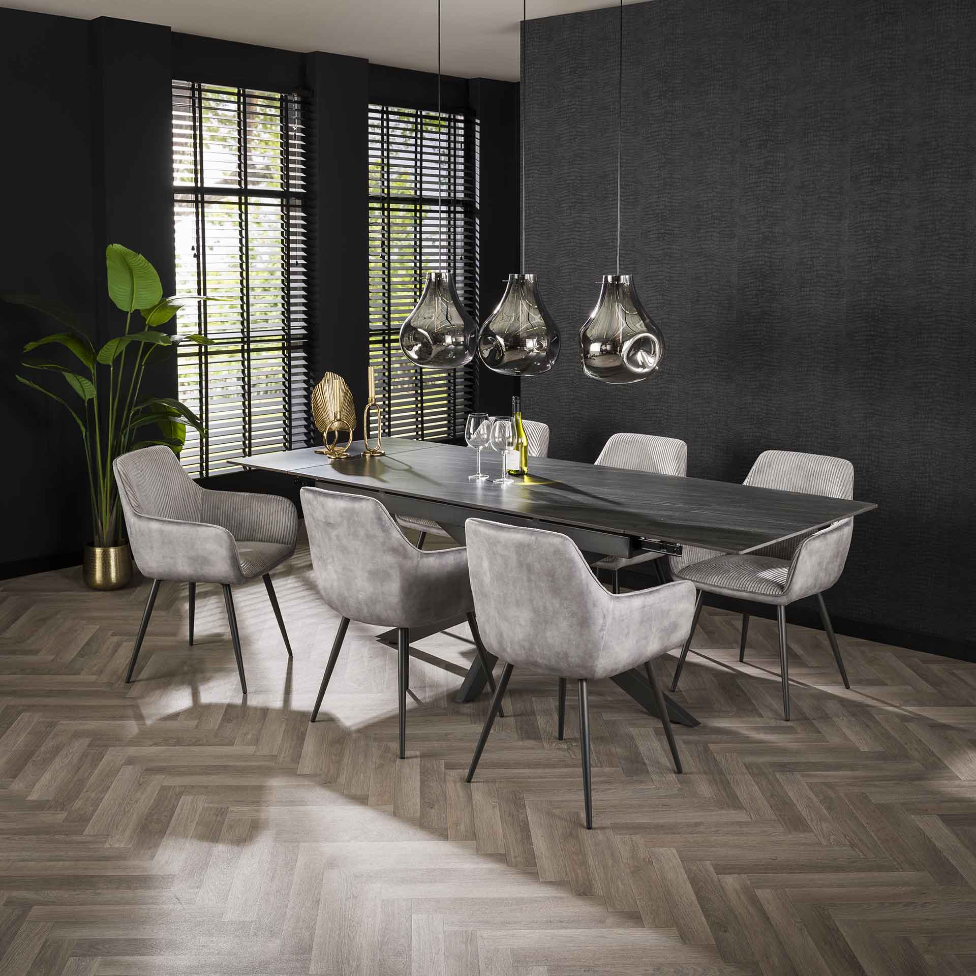 Eetkamerstoel Celeste - Zilver - Ribstof