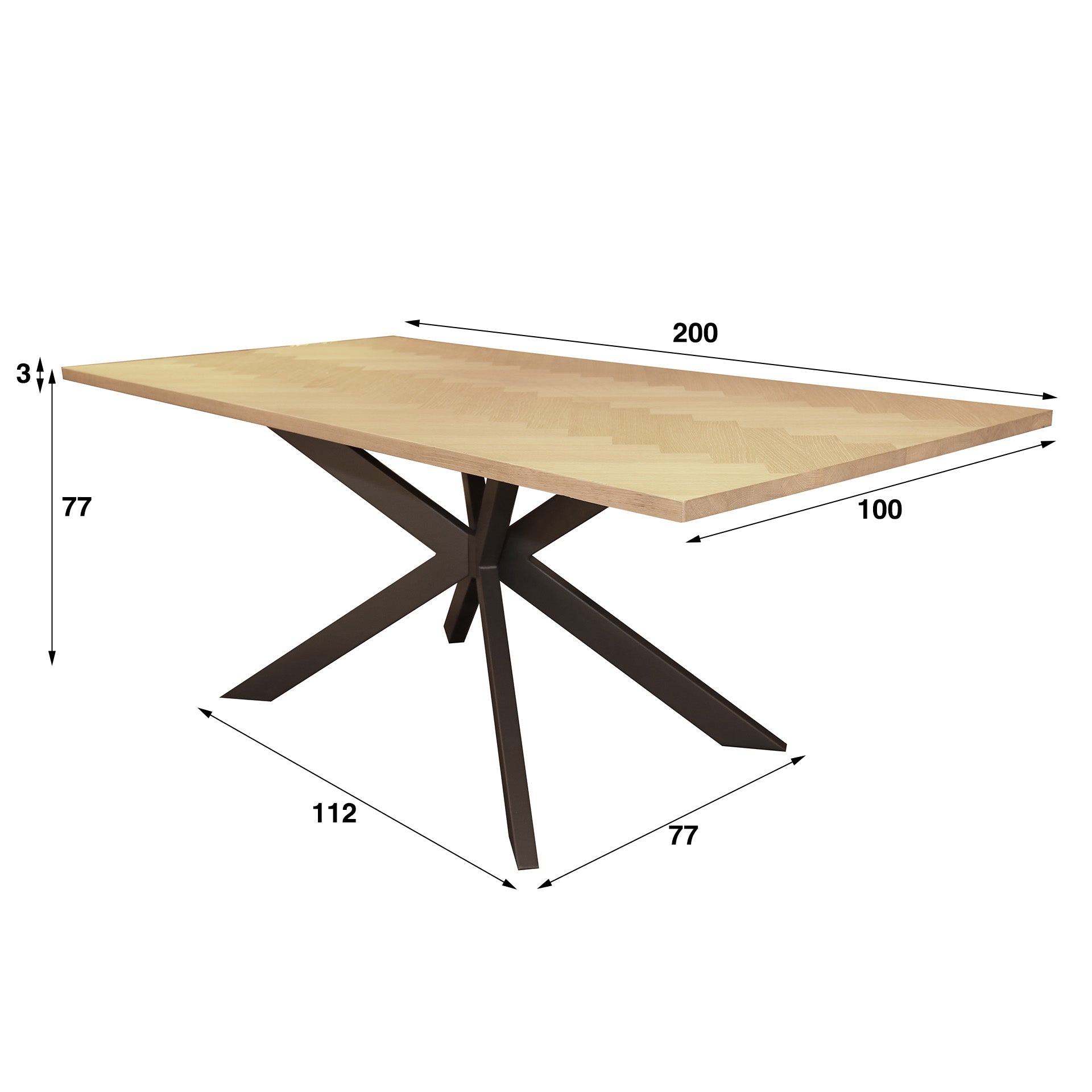 Eettafel Cali - Rechthoekig - Eikenhout - 200 cm