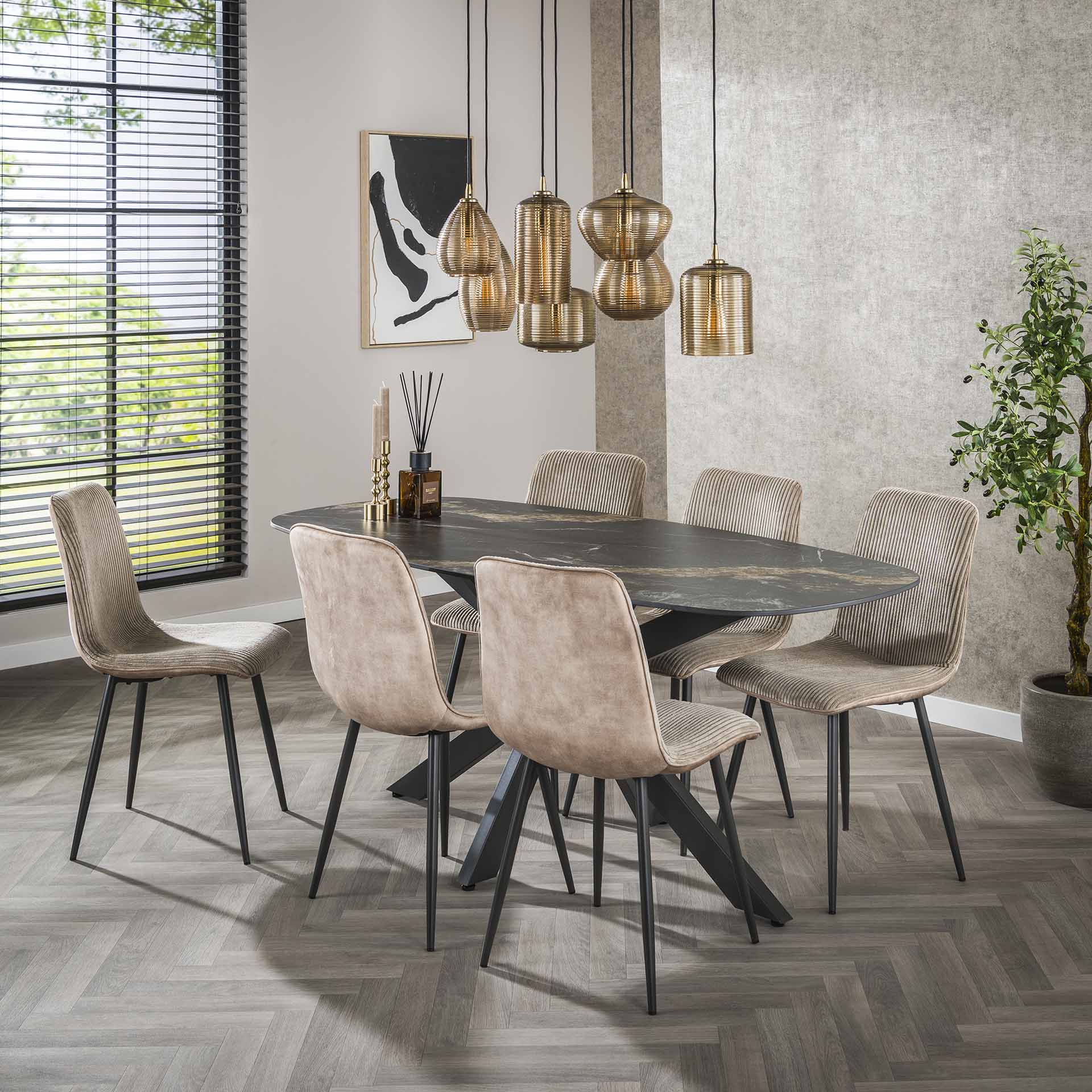Hanglamp Arlo - 7-lichts - Amberkleurig - Glas