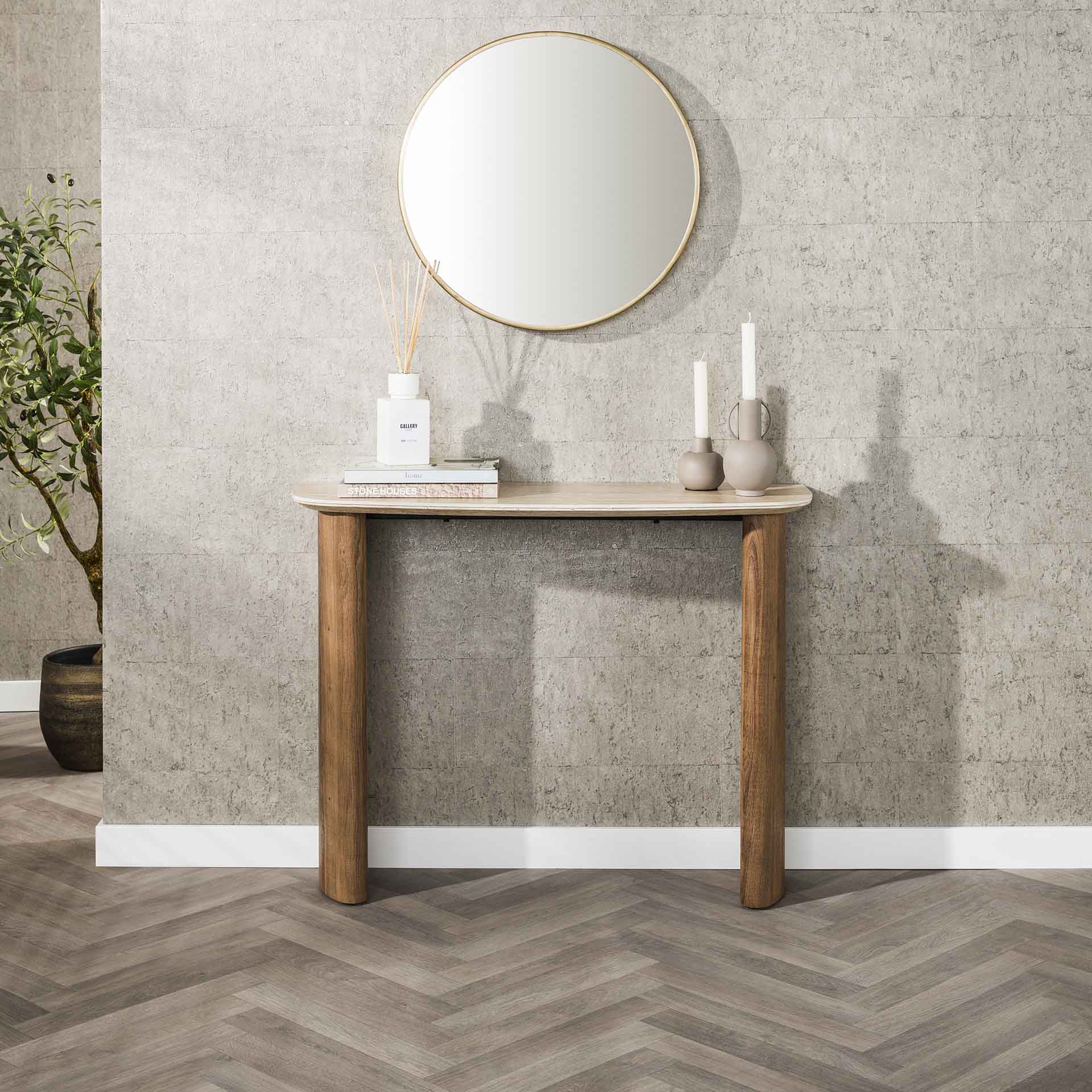 Haltafel Celine - Ivoor - Keramisch Travertin - 76 cm