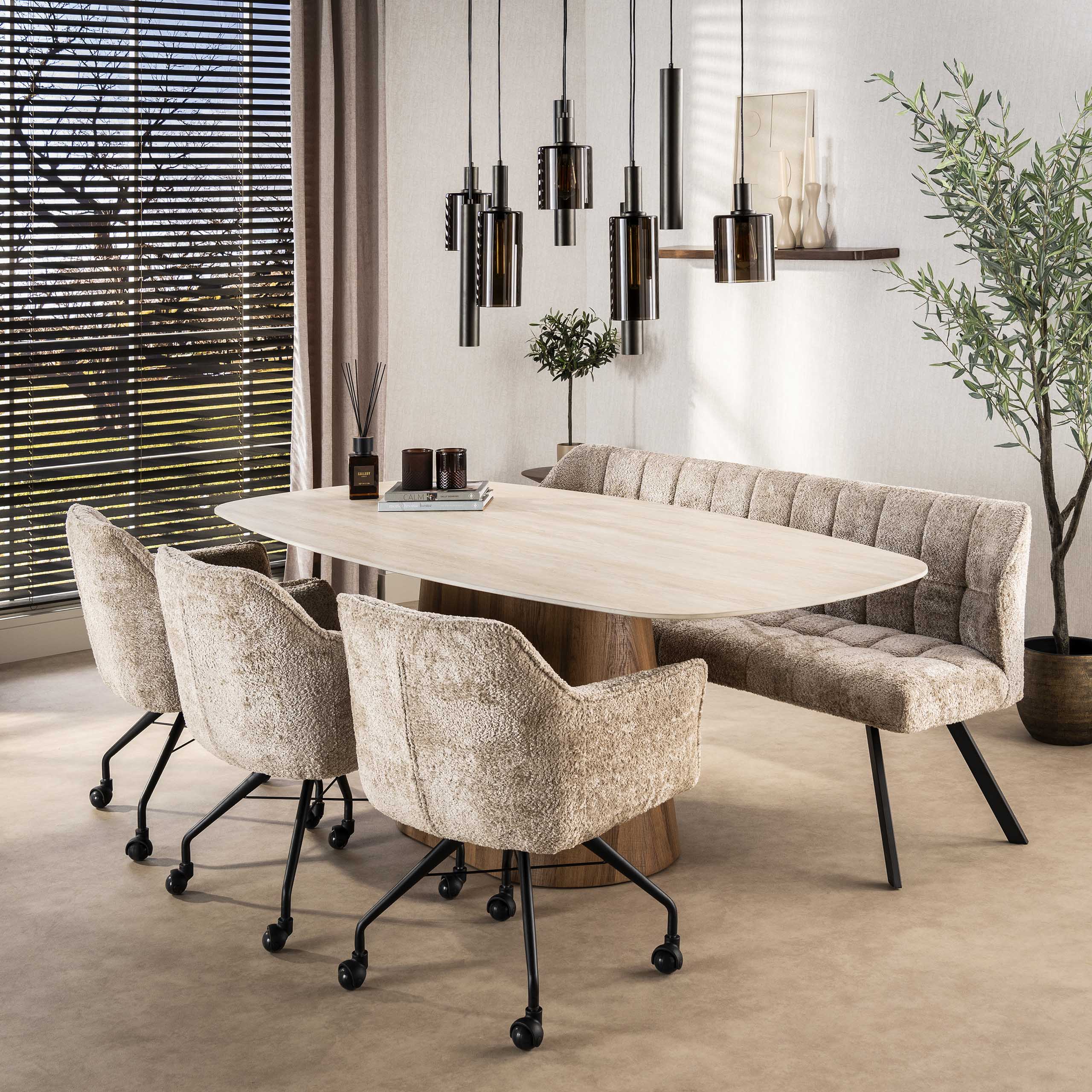 Eettafel Sorella - Ivoor - Keramisch Travertin - 215 cm - Deens Ovaal