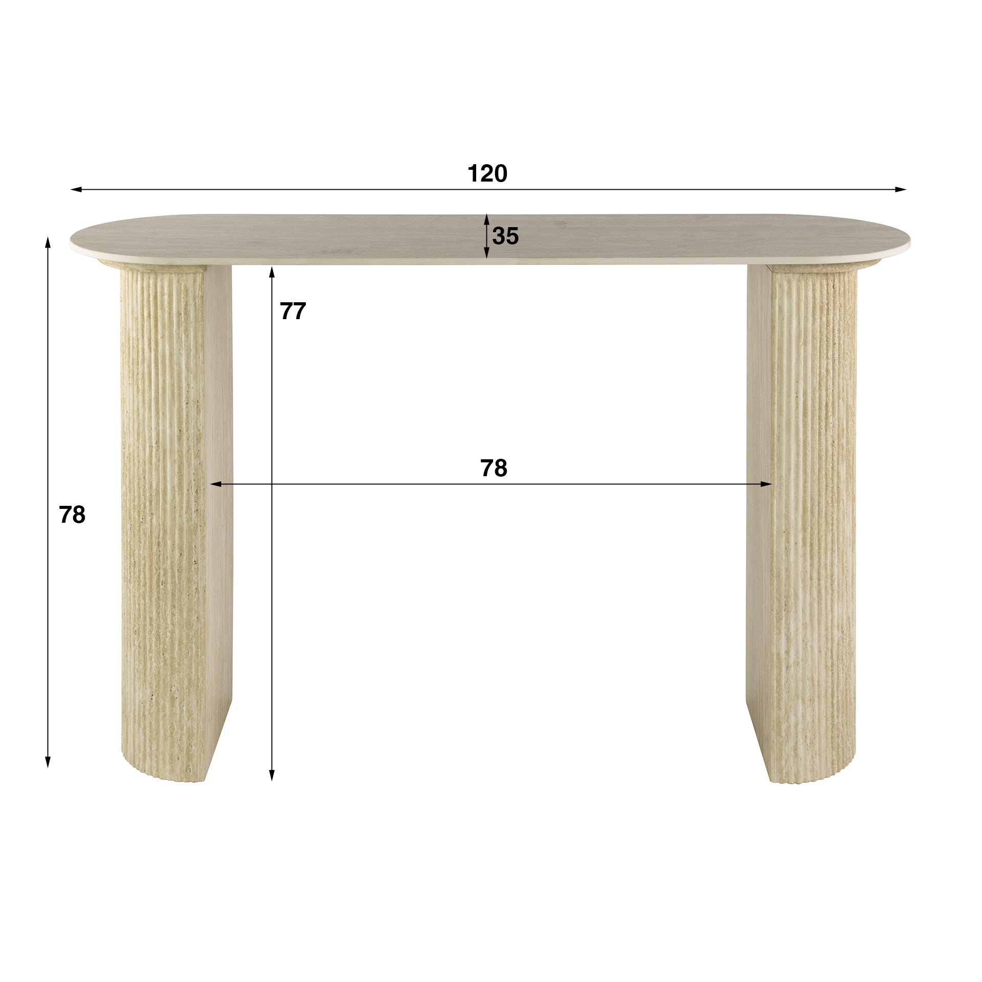 Haltafel Roma - Ivoor - Travertin - 78 cm