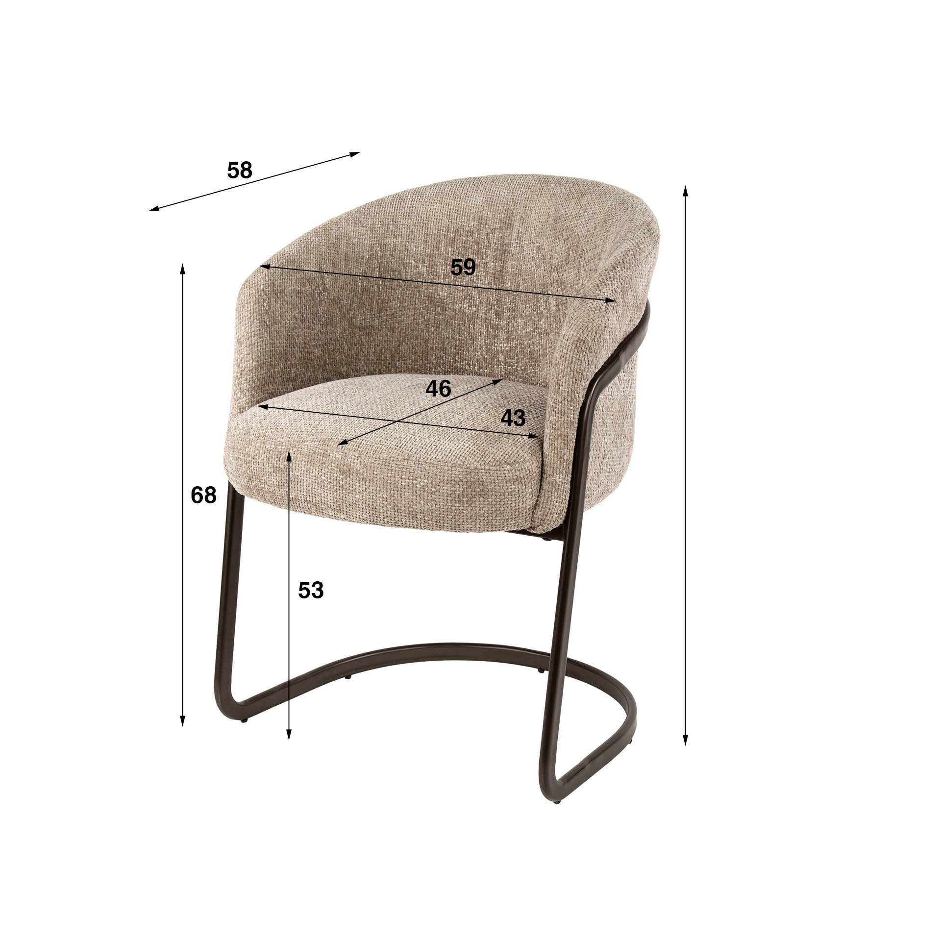 Eetkamerstoel Fiffy - Beige - Renegade Stof