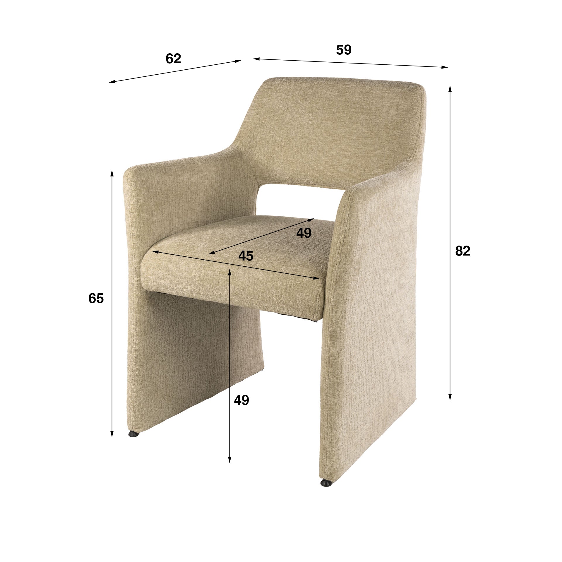 Eetkamerstoel Dorelle - Beige - Jaroq Stof