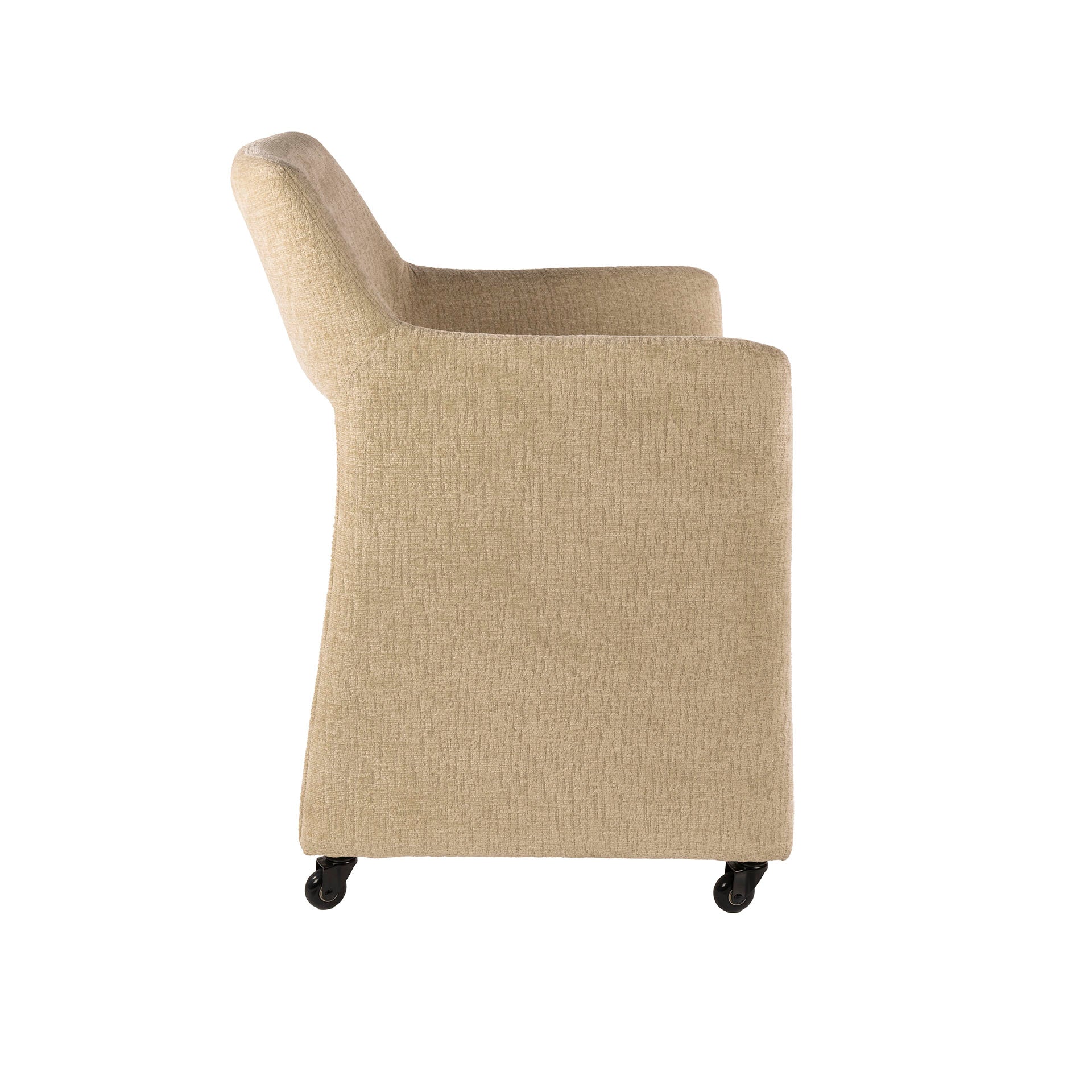 Eetkamerstoel Dorelle - Beige - Jaroq Stof - Met Wieltjes