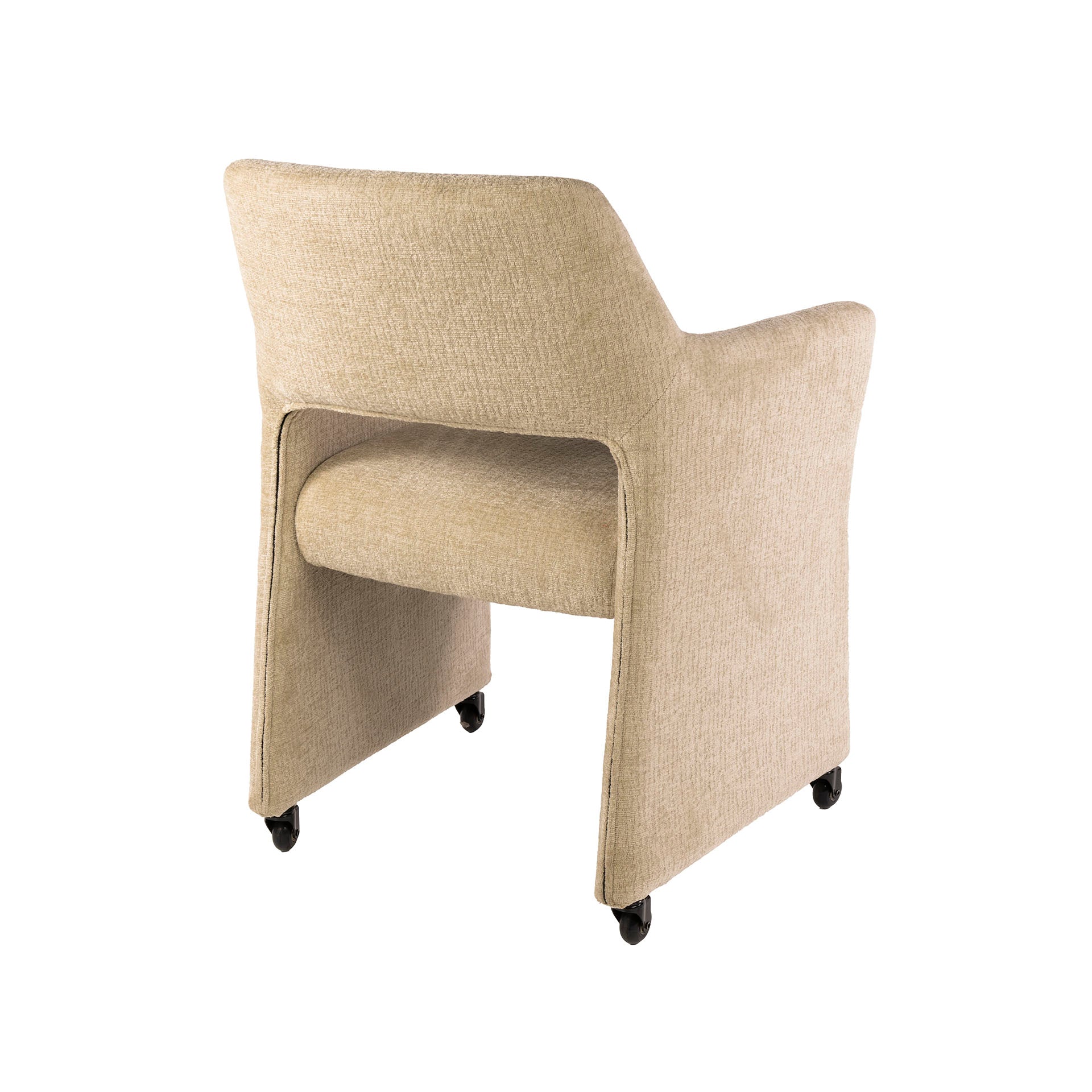 Eetkamerstoel Dorelle - Beige - Jaroq Stof - Met Wieltjes