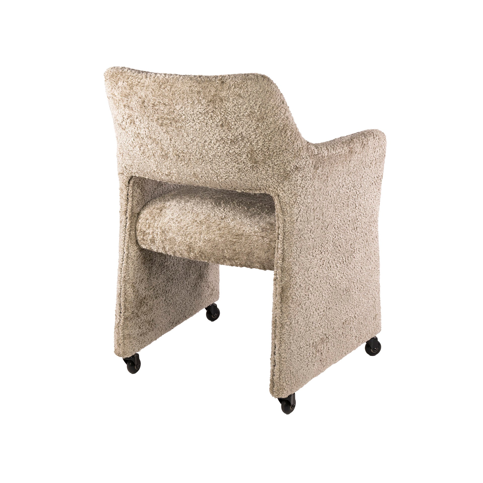 Eetkamerstoel Dorelle - Beige - Savelle Stof - Met Wieltjes