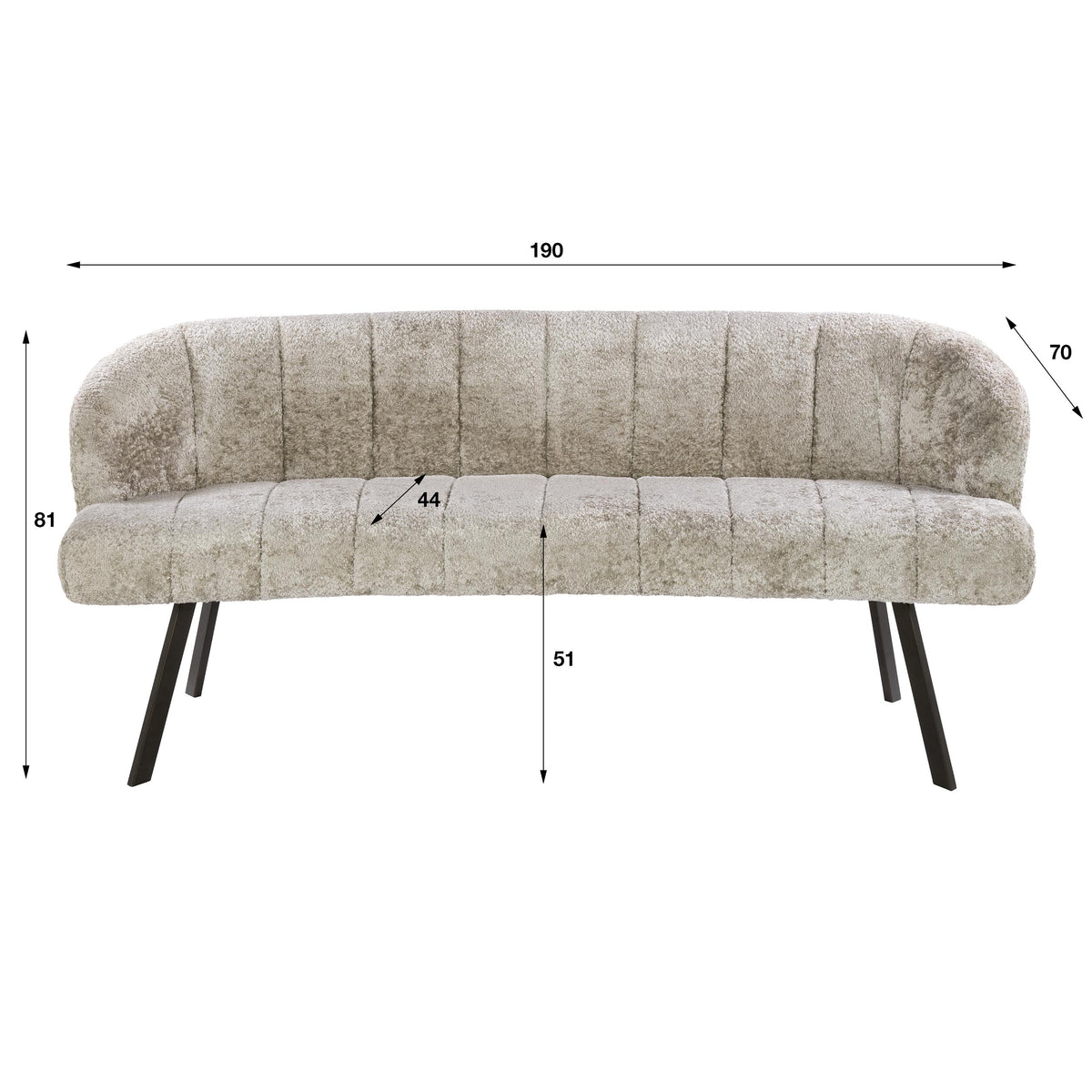 Eetkamerbank Isolde - Beige - Savelle Stof - 190 cm