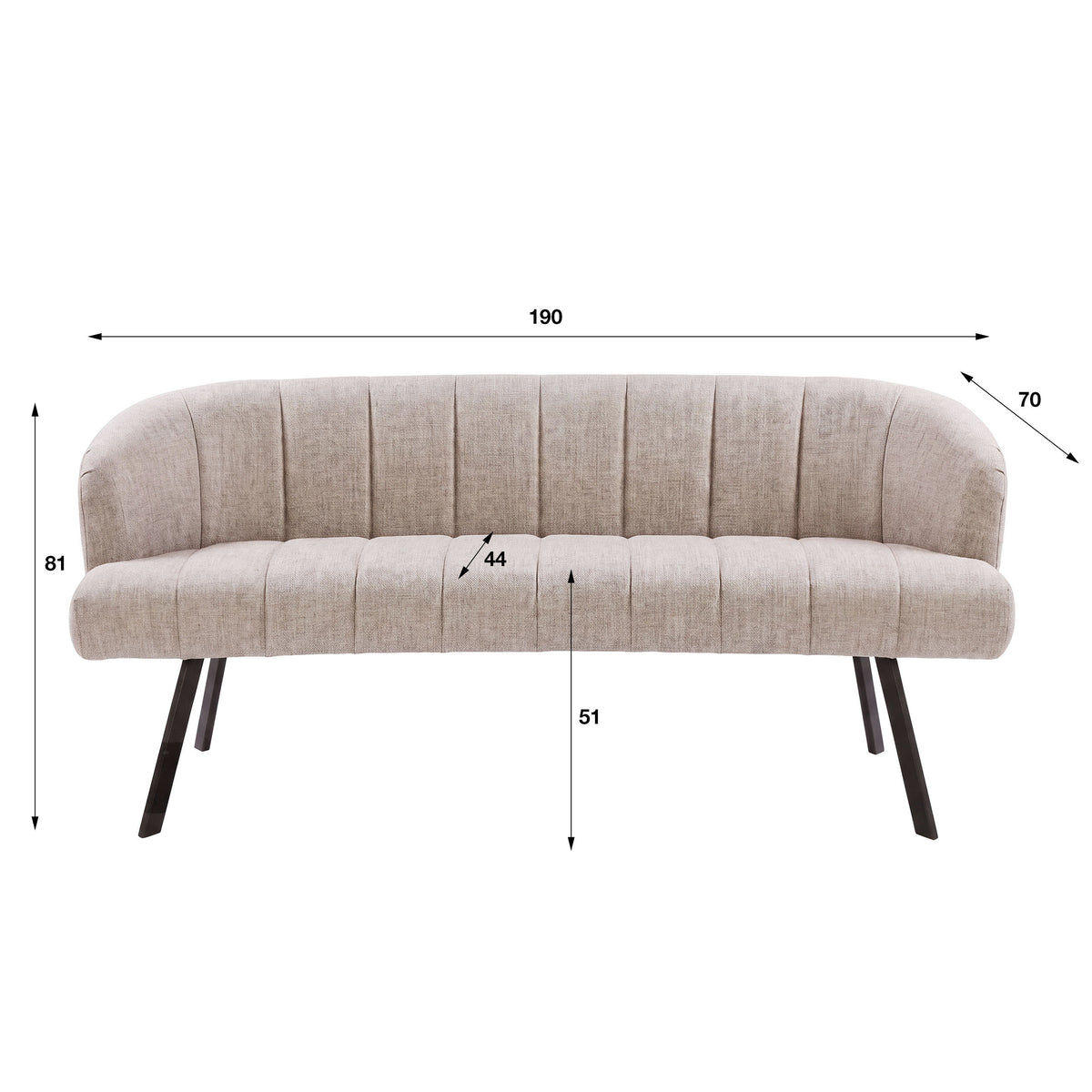 Eetkamerbank Isolde - Beige - Renegade Stof - 190 cm