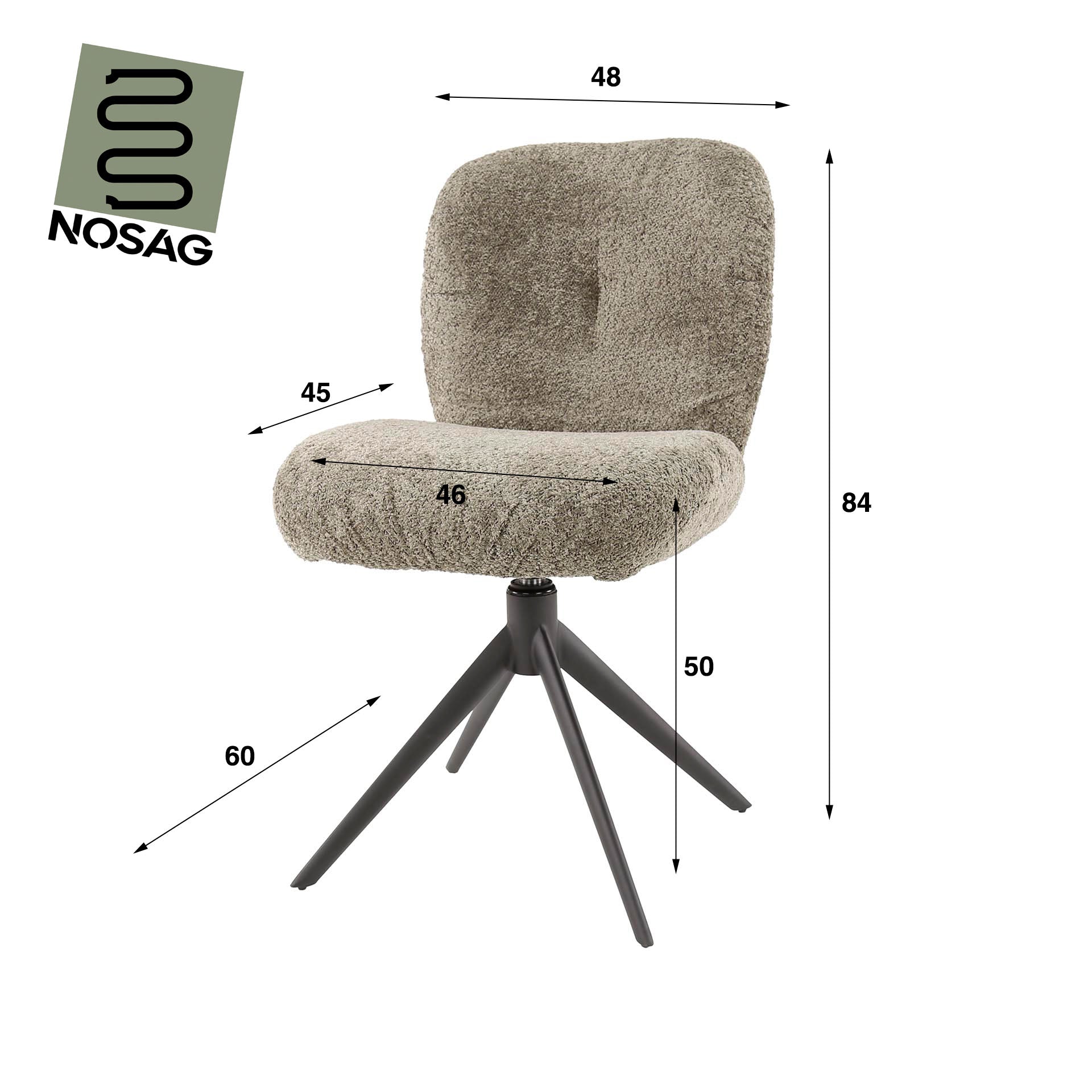 Eetkamerstoel Mercy - Taupe - Bouclé - Teddystof - Draaibaar