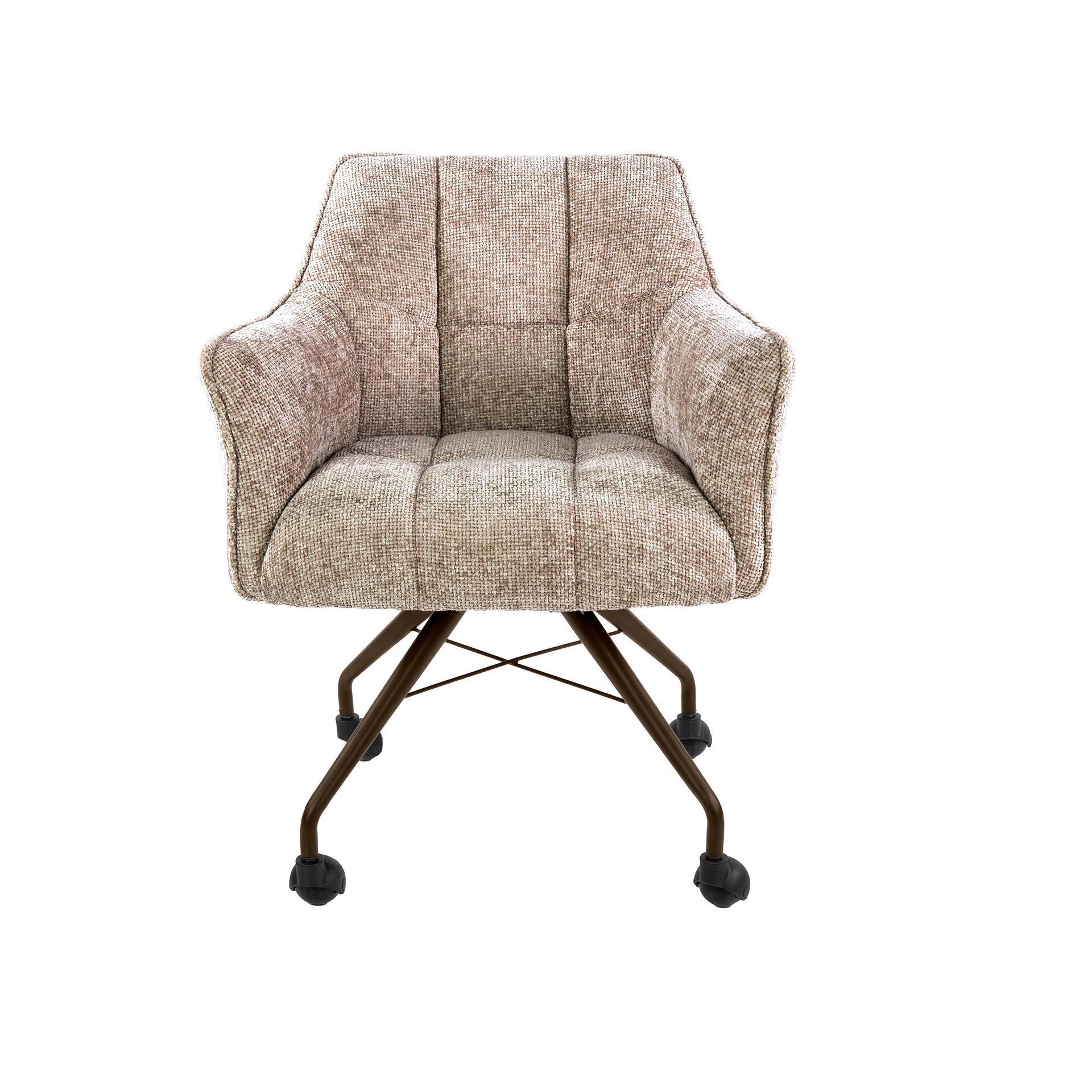Eetkamerstoel Vantage - Beige - Renegade Stof - Met Wieltjes