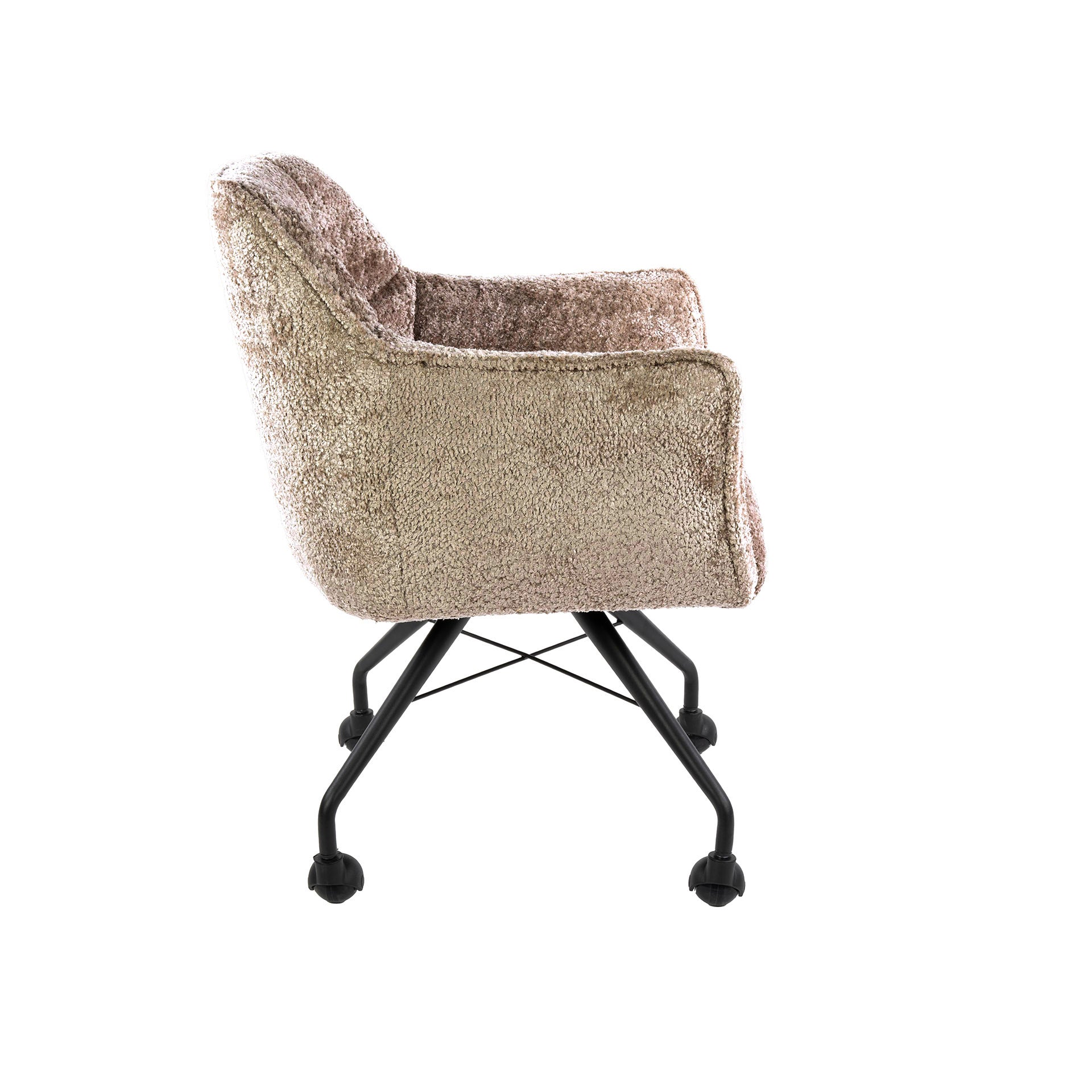 Eetkamerstoel Vantage - Beige - Savelle Stof - Met Wieltjes