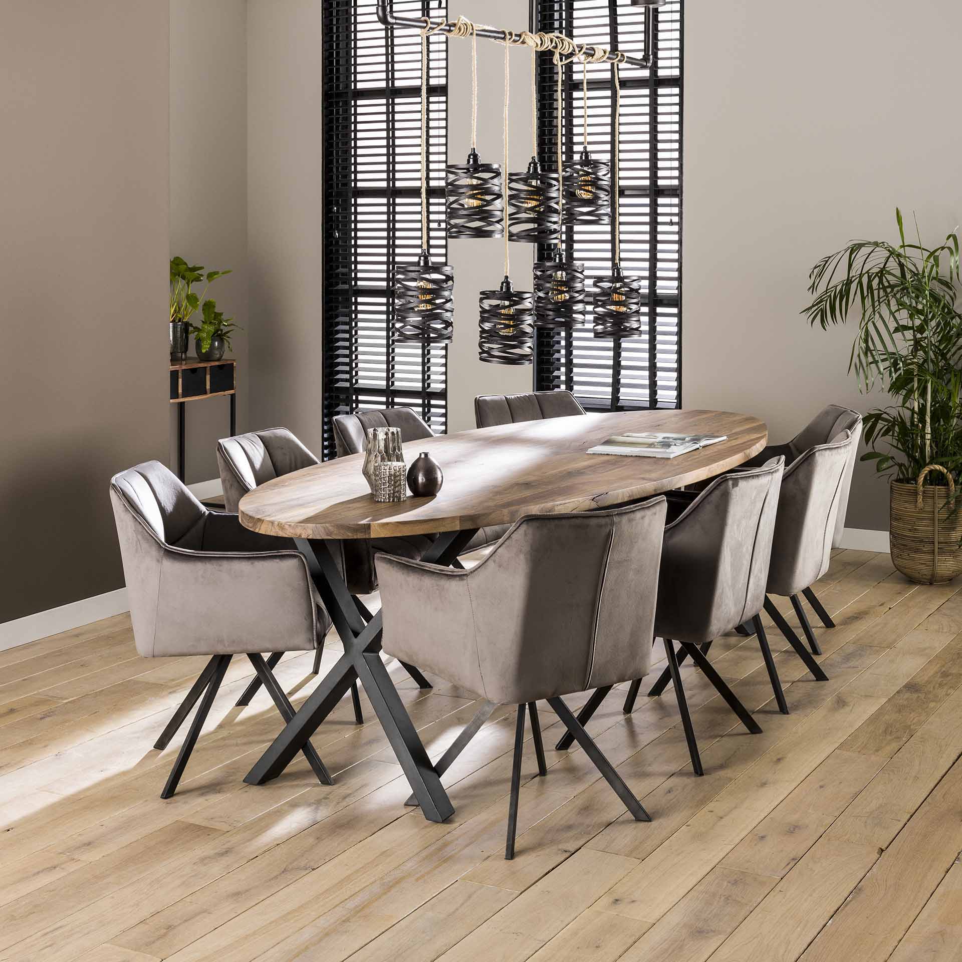 Eetkamerstoel Vantage - Antraciet - Velvet - Draaibaar