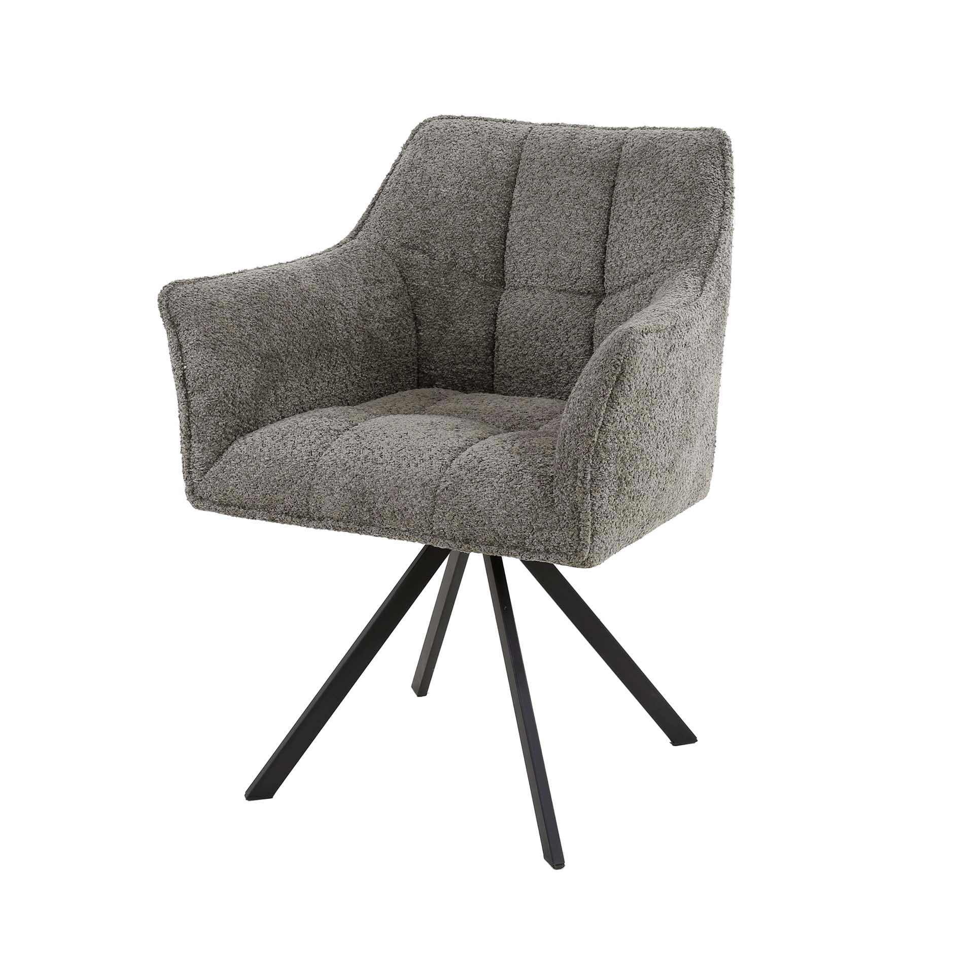 Eetkamerstoel Vantage - Taupe - Bouclé - Teddystof - Draaibaar