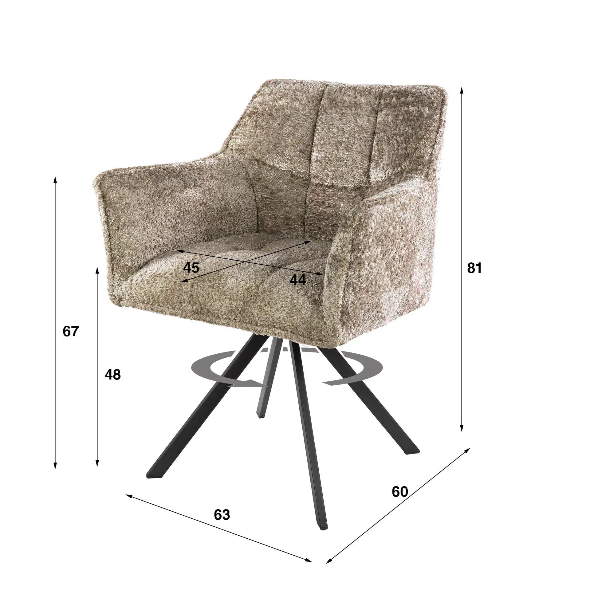 Eetkamerstoel Vantage - Beige - Savelle Stof - Draaibaar