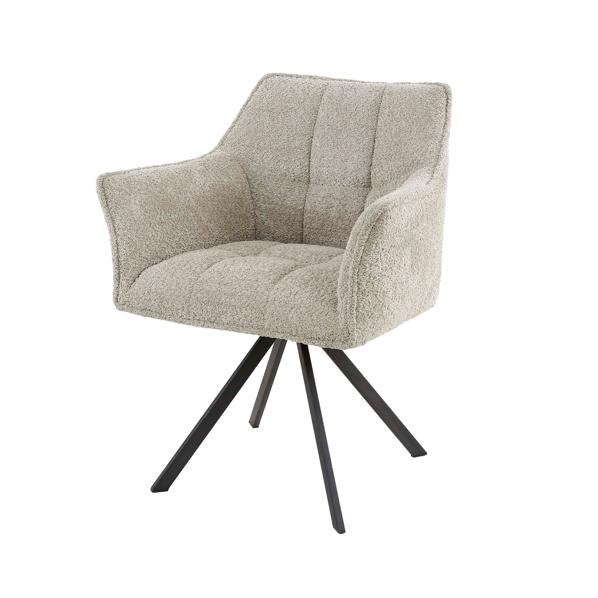 Eetkamerstoel Vantage - Beige - Bouclé - Teddystof - Draaibaar
