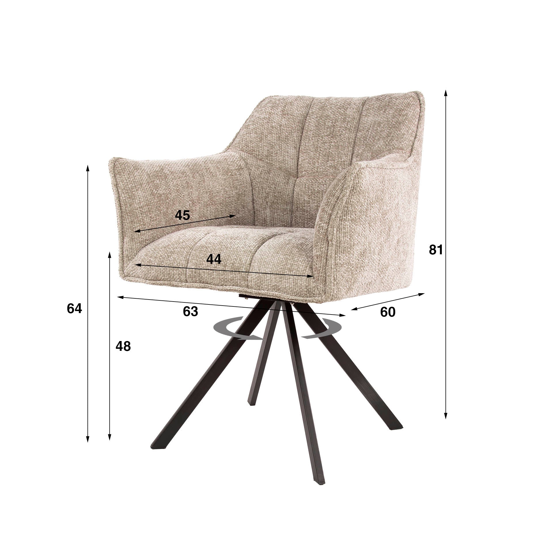 Eetkamerstoel Vantage - Beige - Renegade Stof - Draaibaar