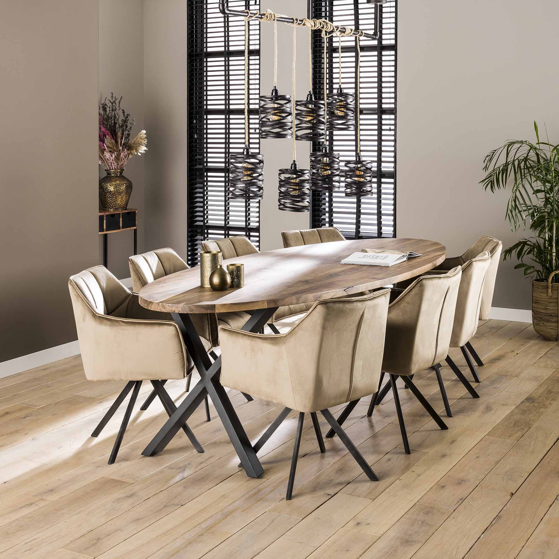 Eetkamerstoel Vantage - Champagne - Velvet - Draaibaar