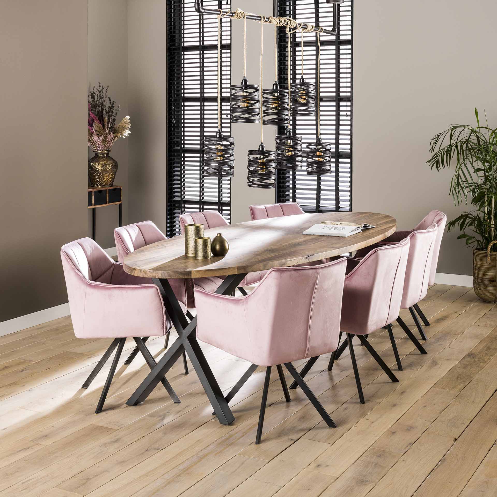 Eetkamerstoel Vantage - Roze - Velvet - Draaibaar