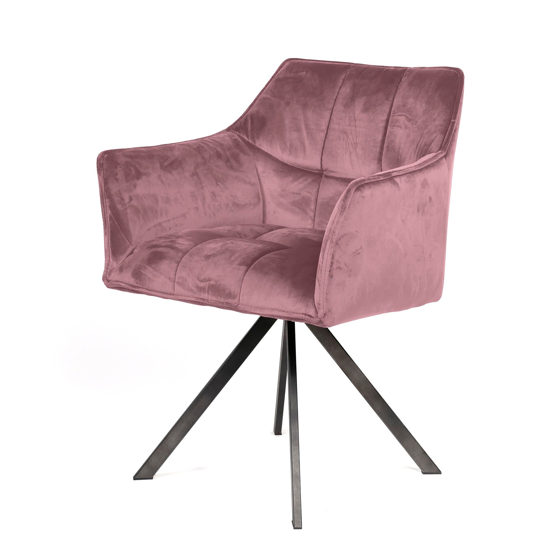 Eetkamerstoel Vantage - Roze - Velvet - Draaibaar