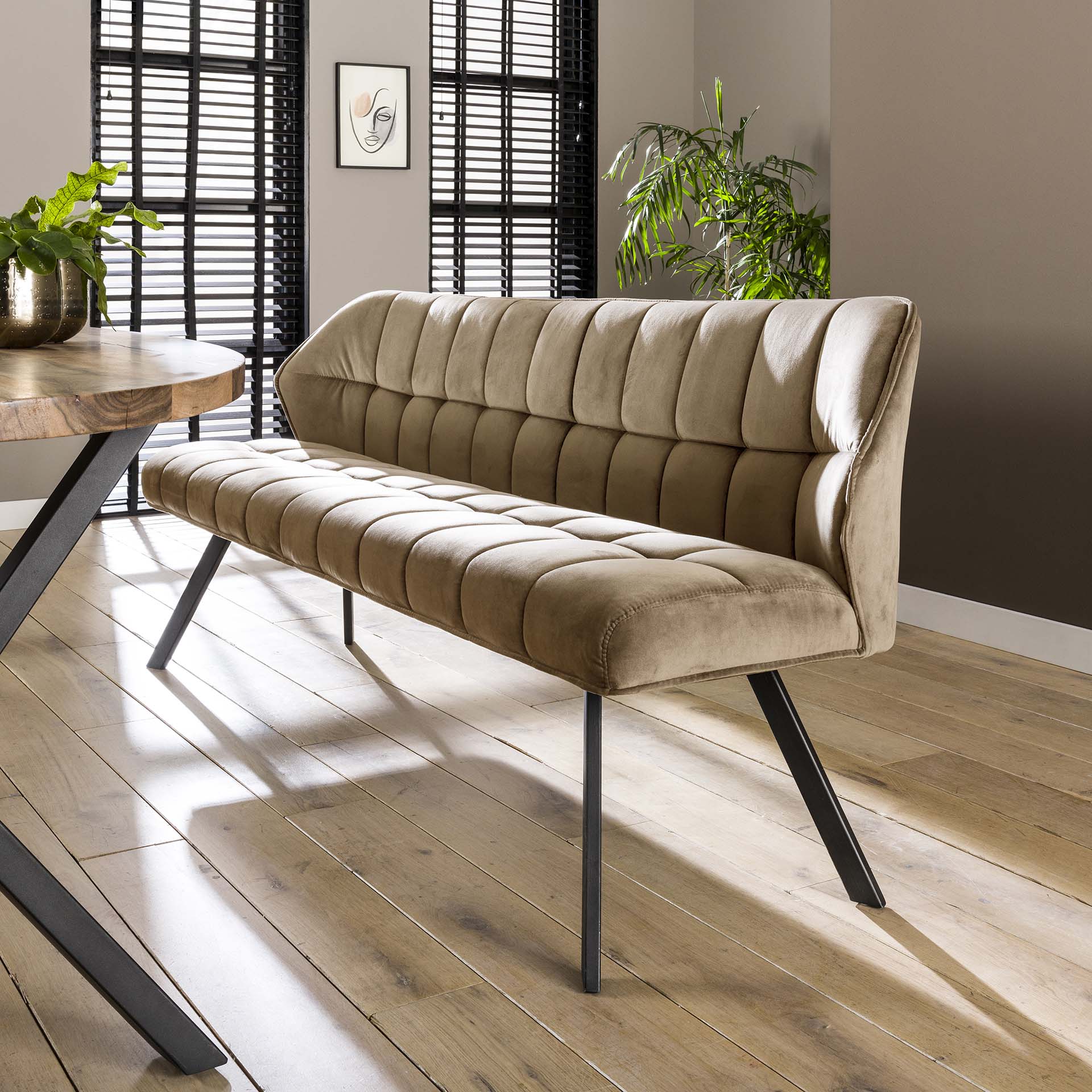 Eetkamerbank Vantage - Champagne - Velvet - 180 cm
