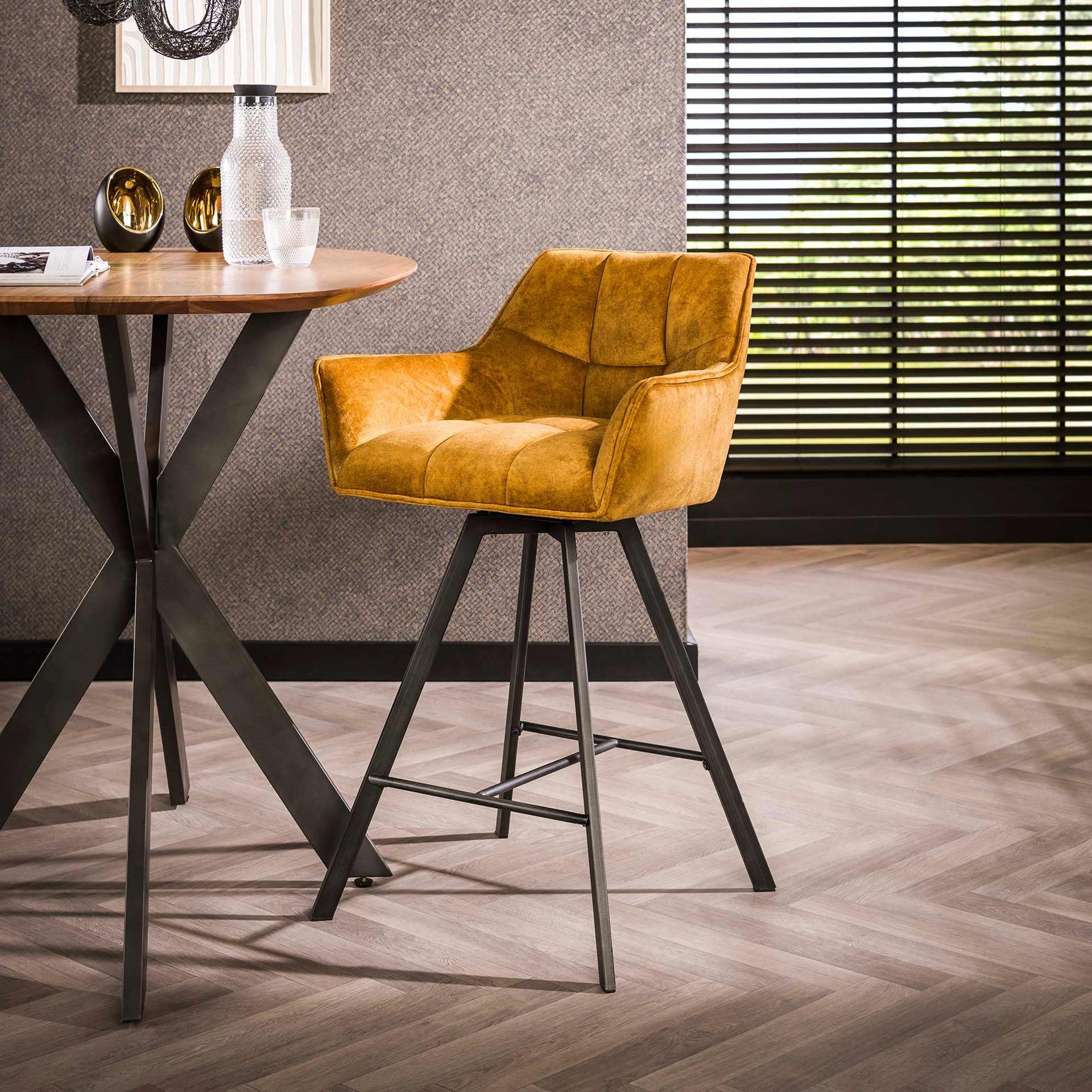 Barstoel Vantage - Goud - Velvet - Draaibaar