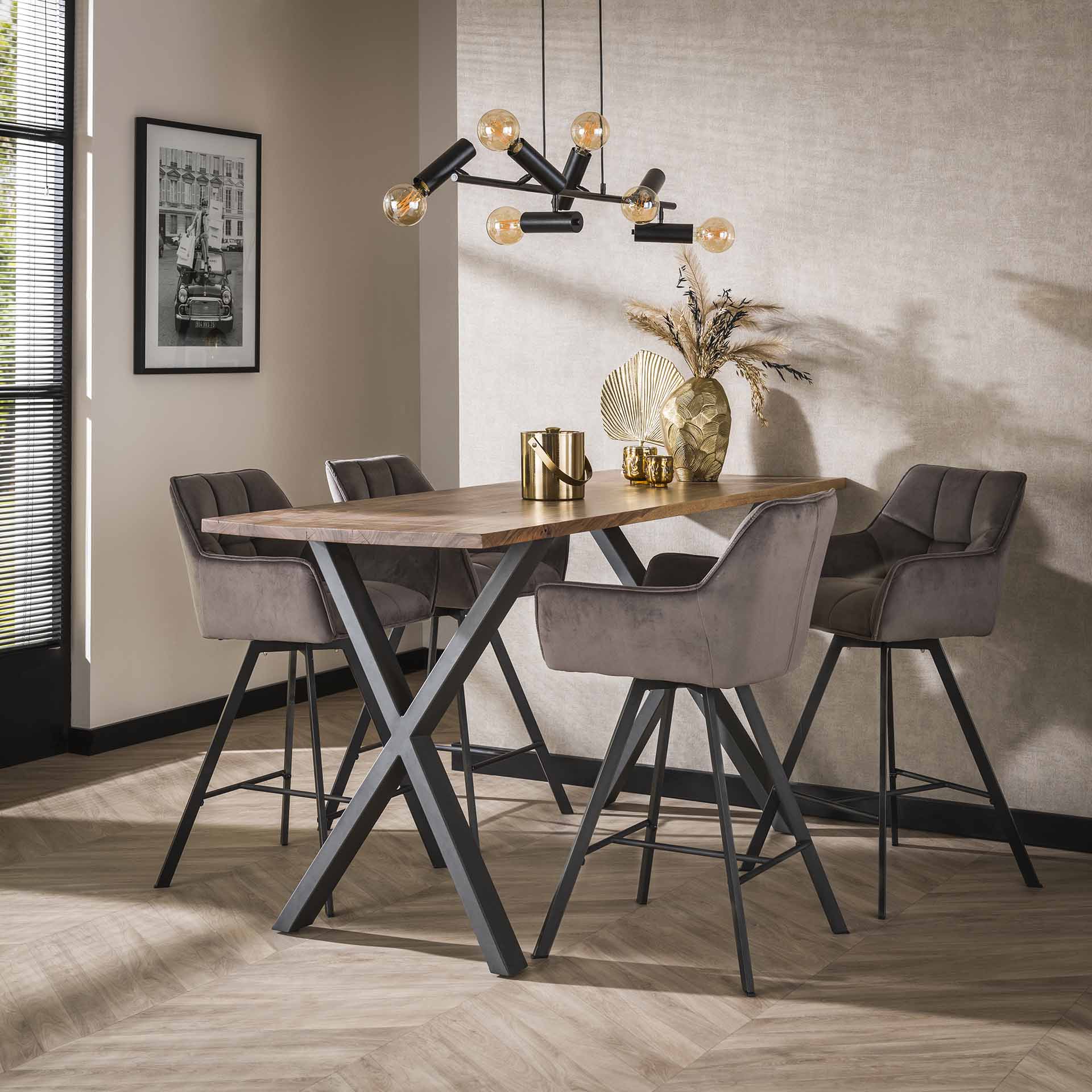 Barstoel Vantage - Antraciet - Velvet - Draaibaar