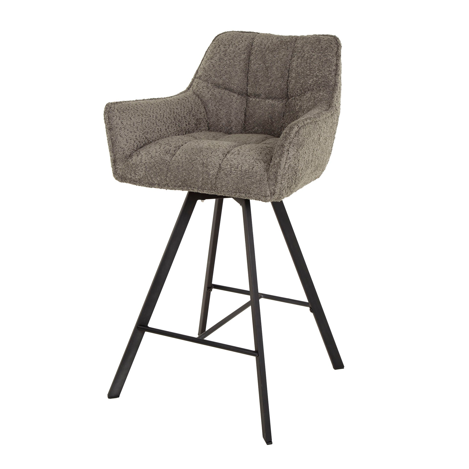 Barstoel Vantage - Taupe - Bouclé - Teddystof - Draaibaar