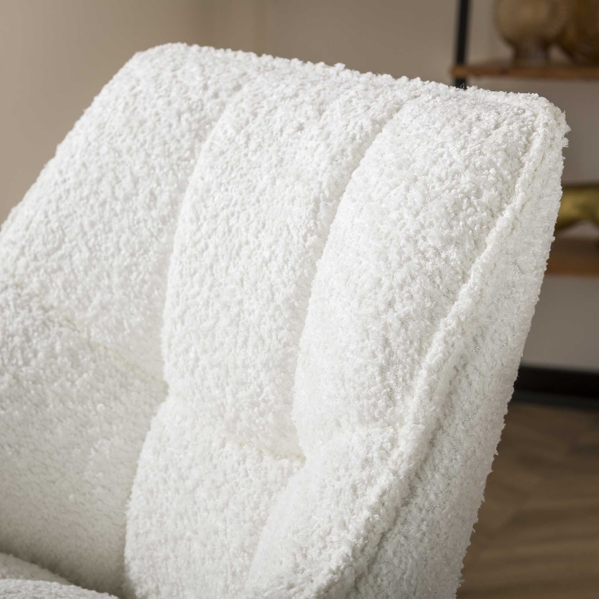 Barstoel Vantage - Wit - Bouclé - Teddystof