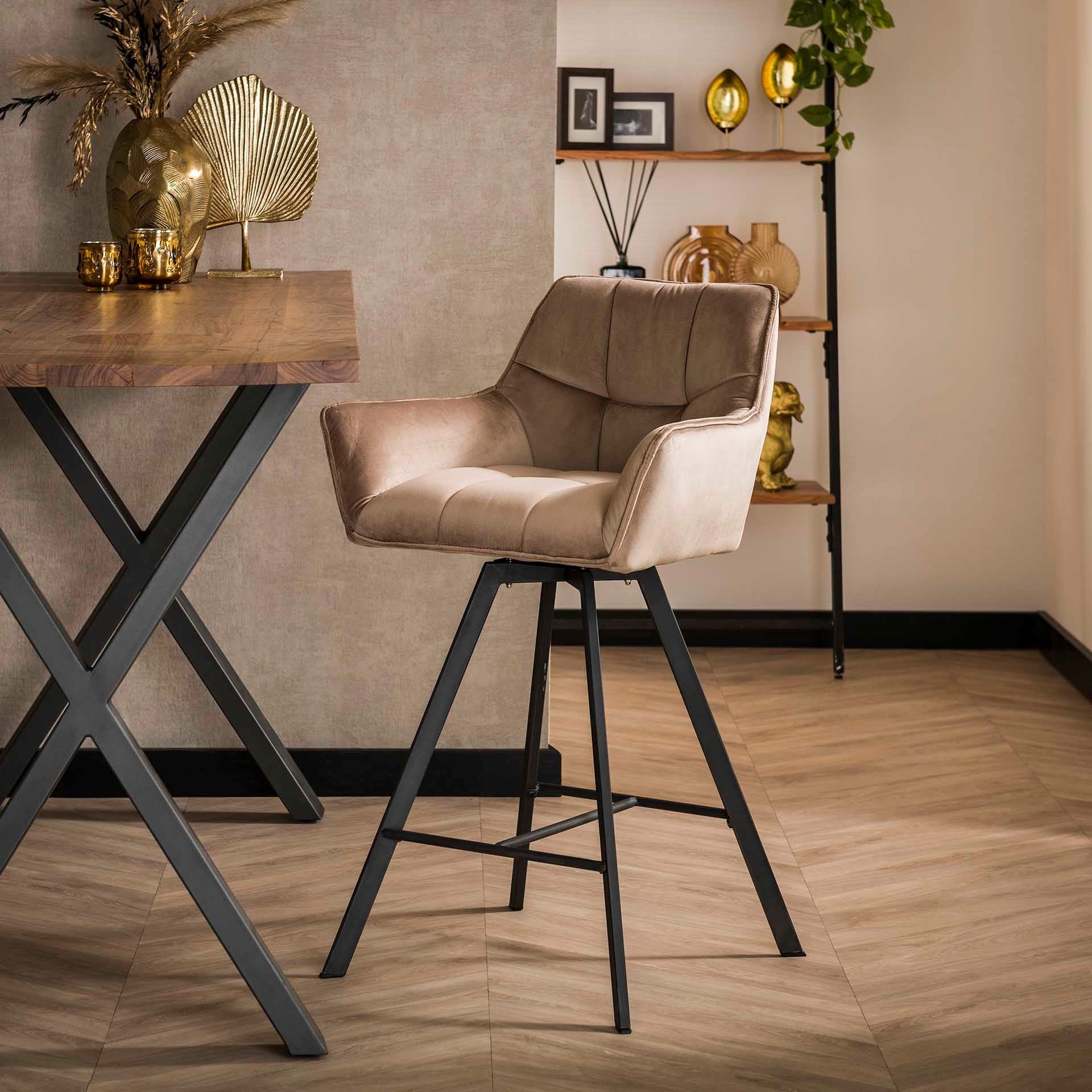 Barstoel Vantage - Champagne - Velvet - Draaibaar