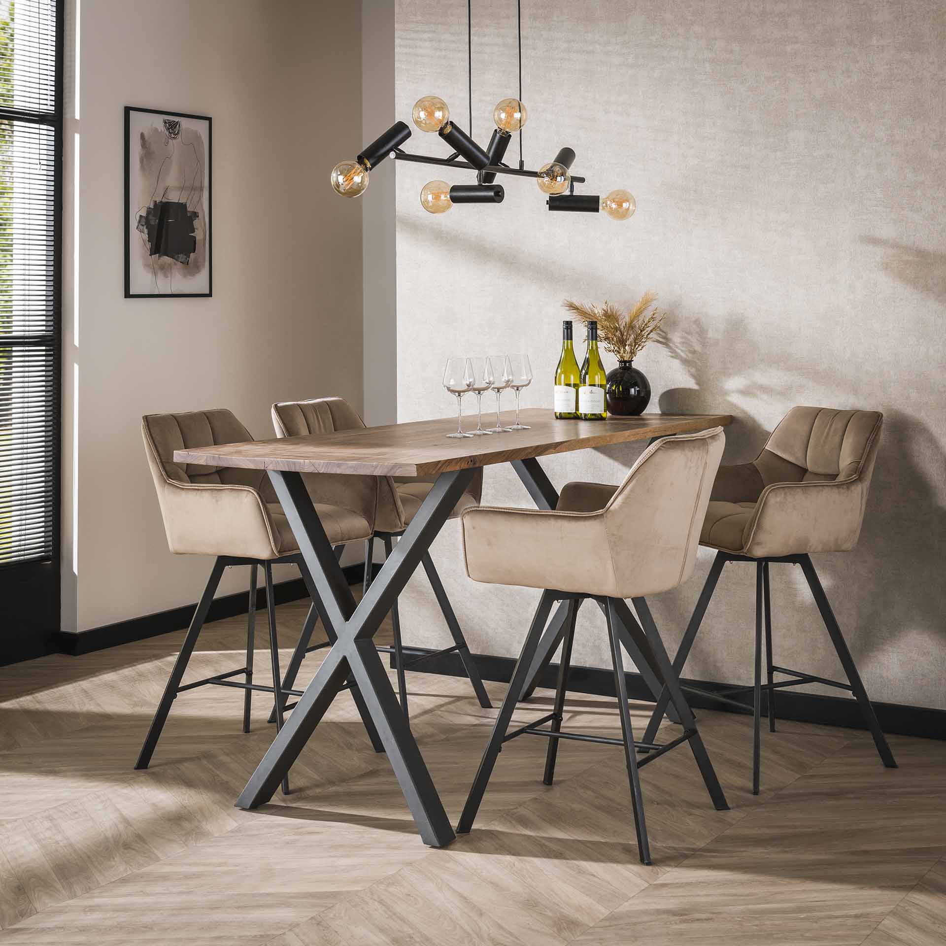 Barstoel Vantage - Champagne - Velvet - Draaibaar