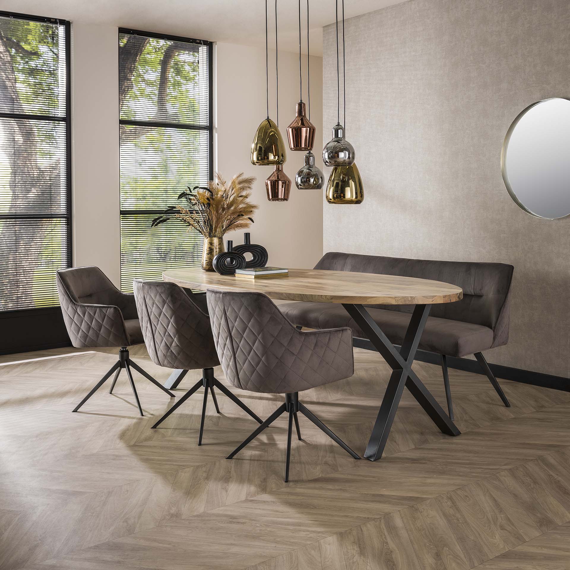 Eetkamerstoel Pure - Antraciet - Velvet - Draaibaar