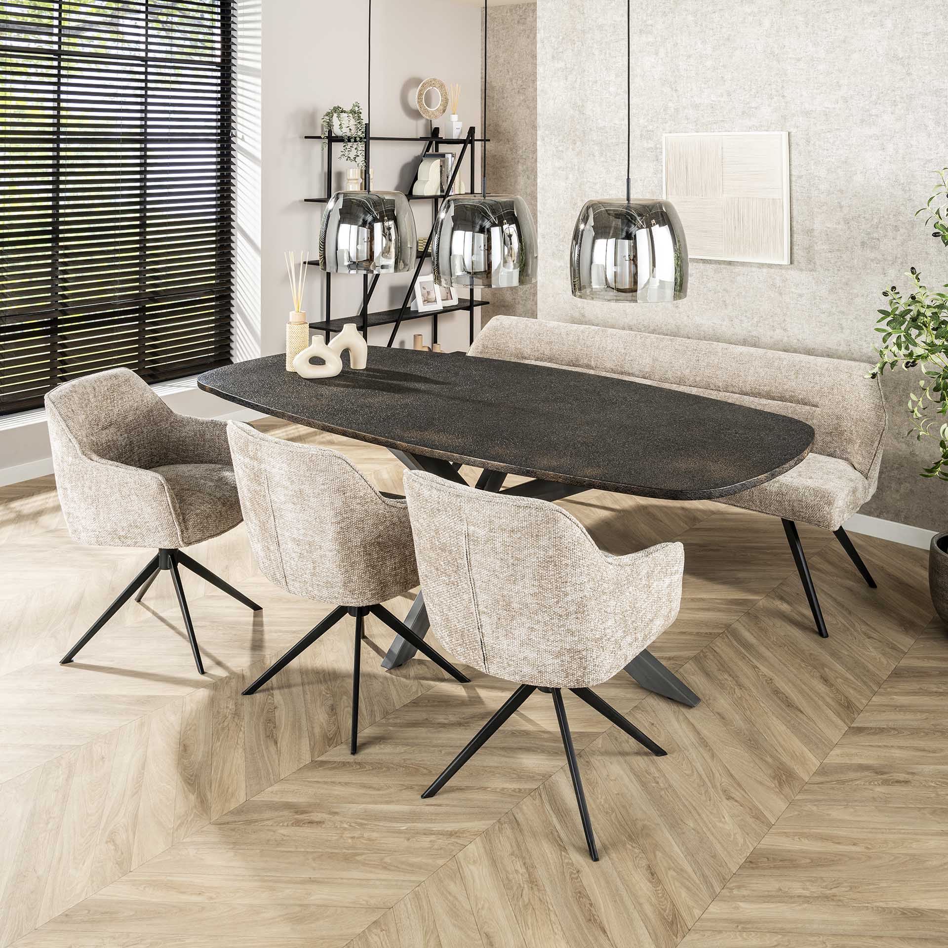 Eetkamerstoel Pure - Beige - Renegade Stof - Draaibaar