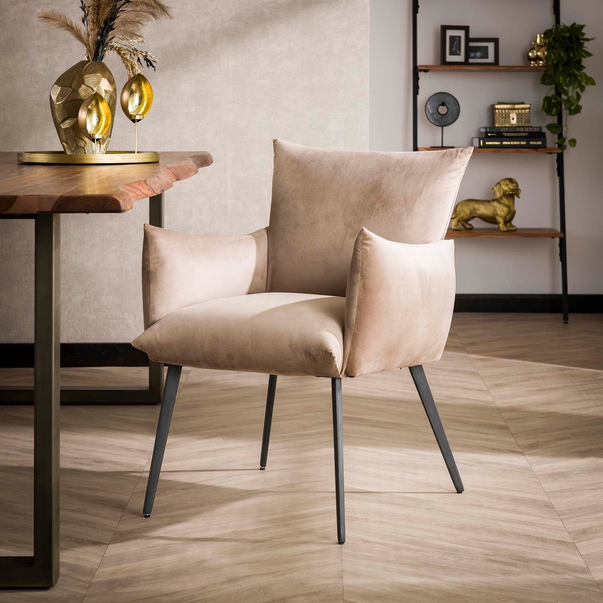 Eetkamerstoel Majestic - Champagne - Velvet
