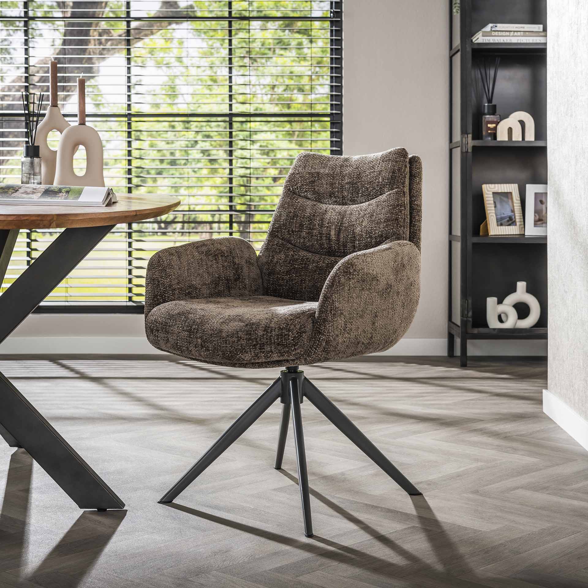 Eetkamerstoel Gusto - Taupe - Renegade Stof - Draaibaar