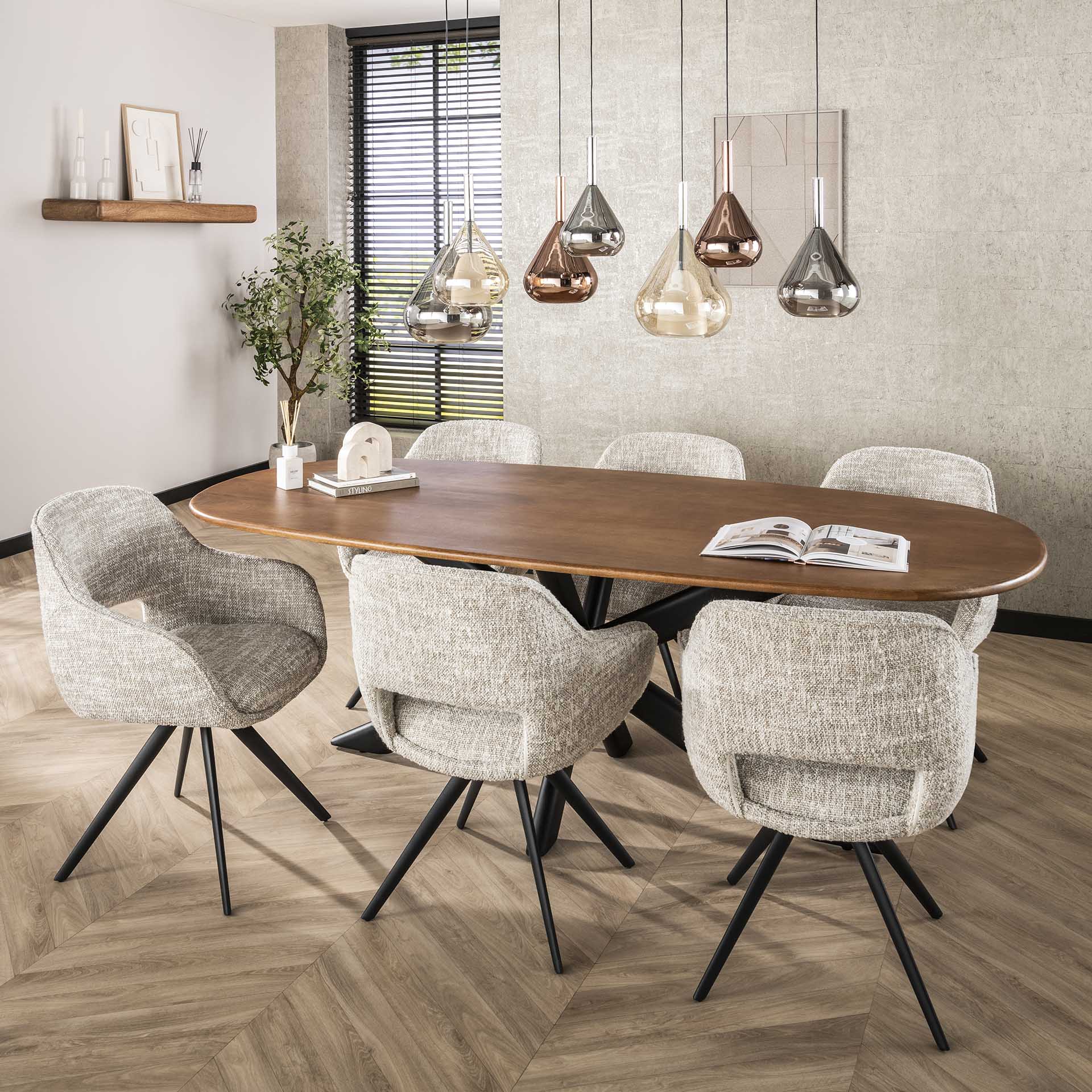 Eetkamerstoel Aurelia - Beige - Renegade Stof - Draaibaar