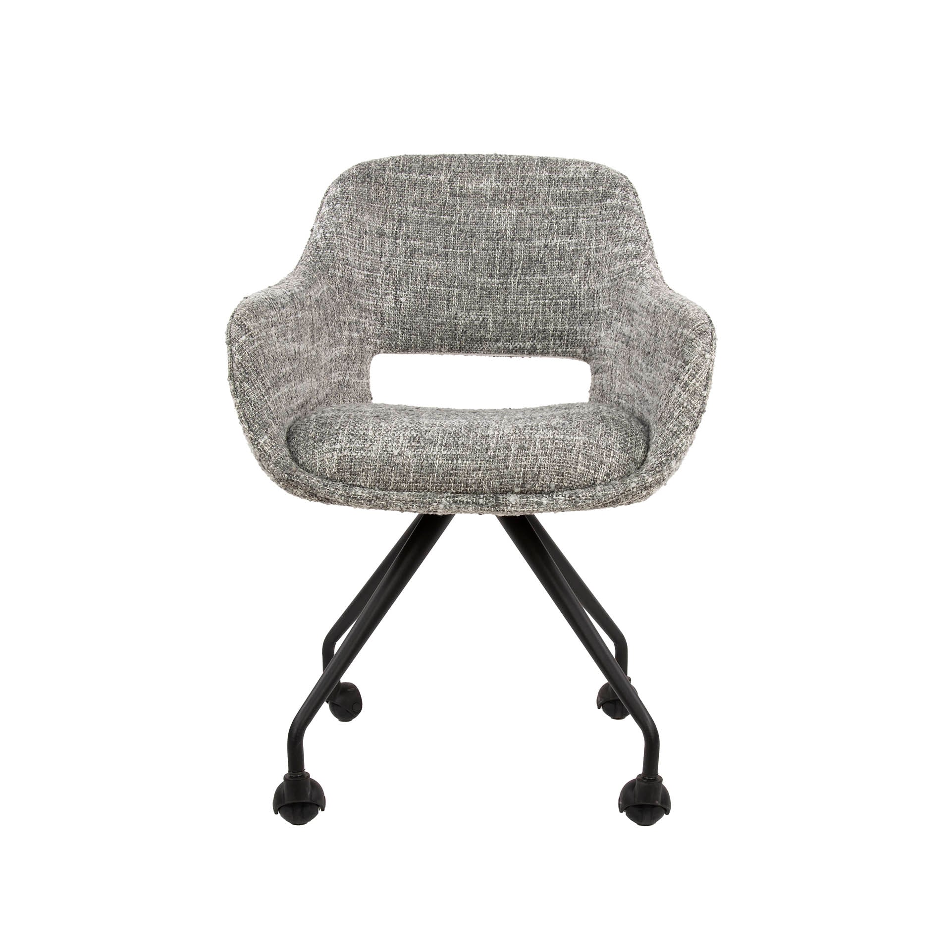 Eetkamerstoel Aurelia - Grijs - Renegade Stof - Met Wieltjes