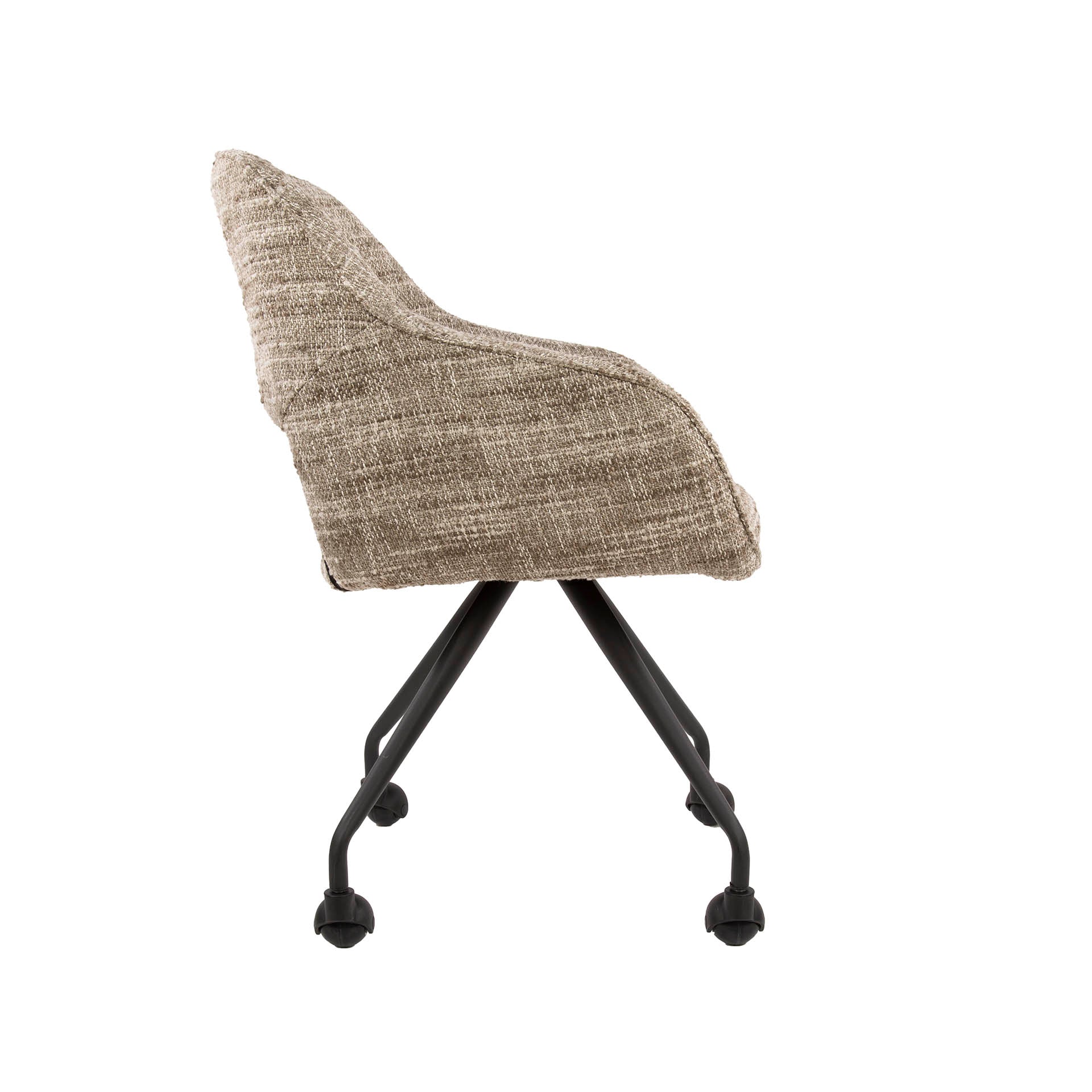 Eetkamerstoel Aurelia - Taupe - Renegade Stof - Met Wieltjes