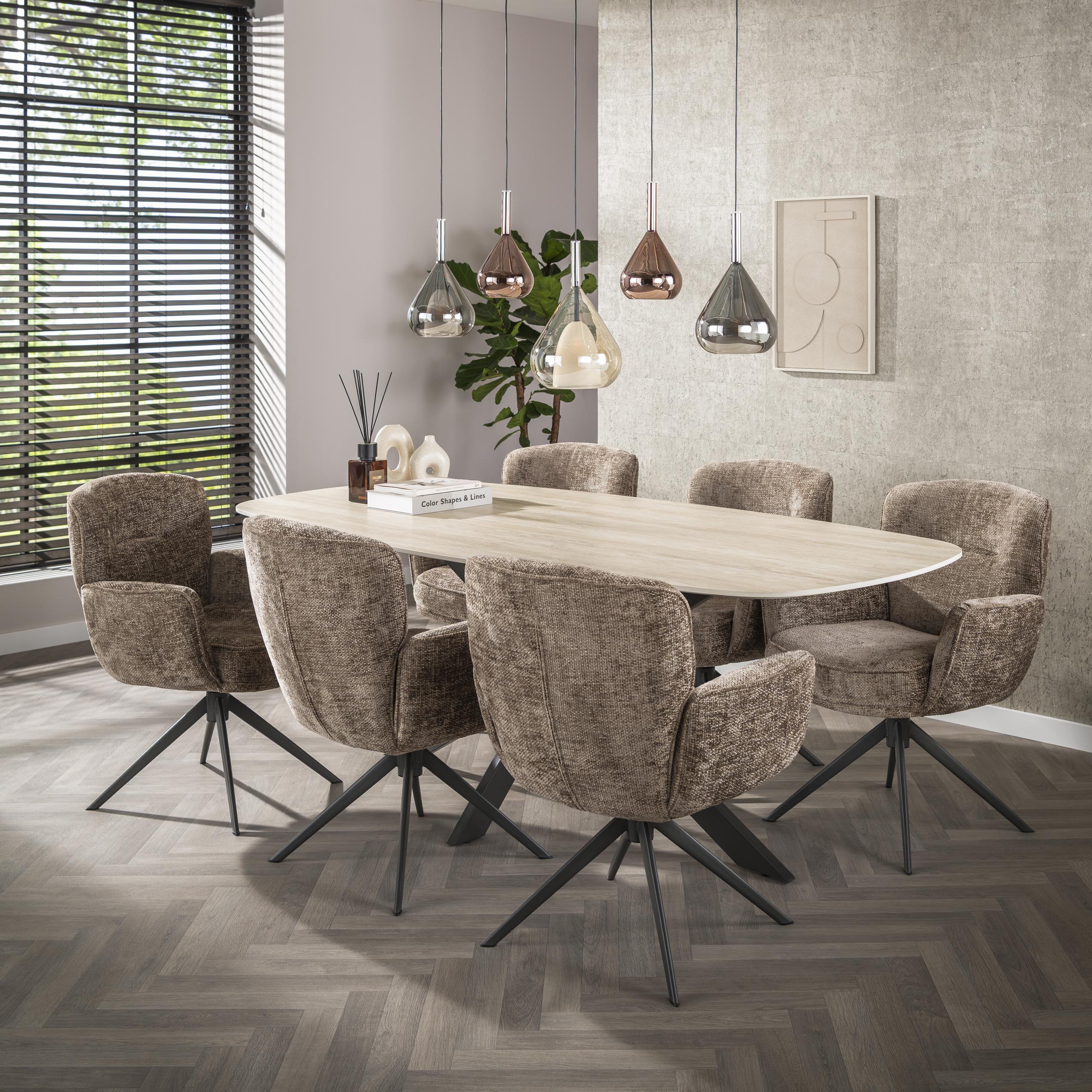 Eetkamerstoel Theodore - Champagne - Renegade Stof - Draaibaar