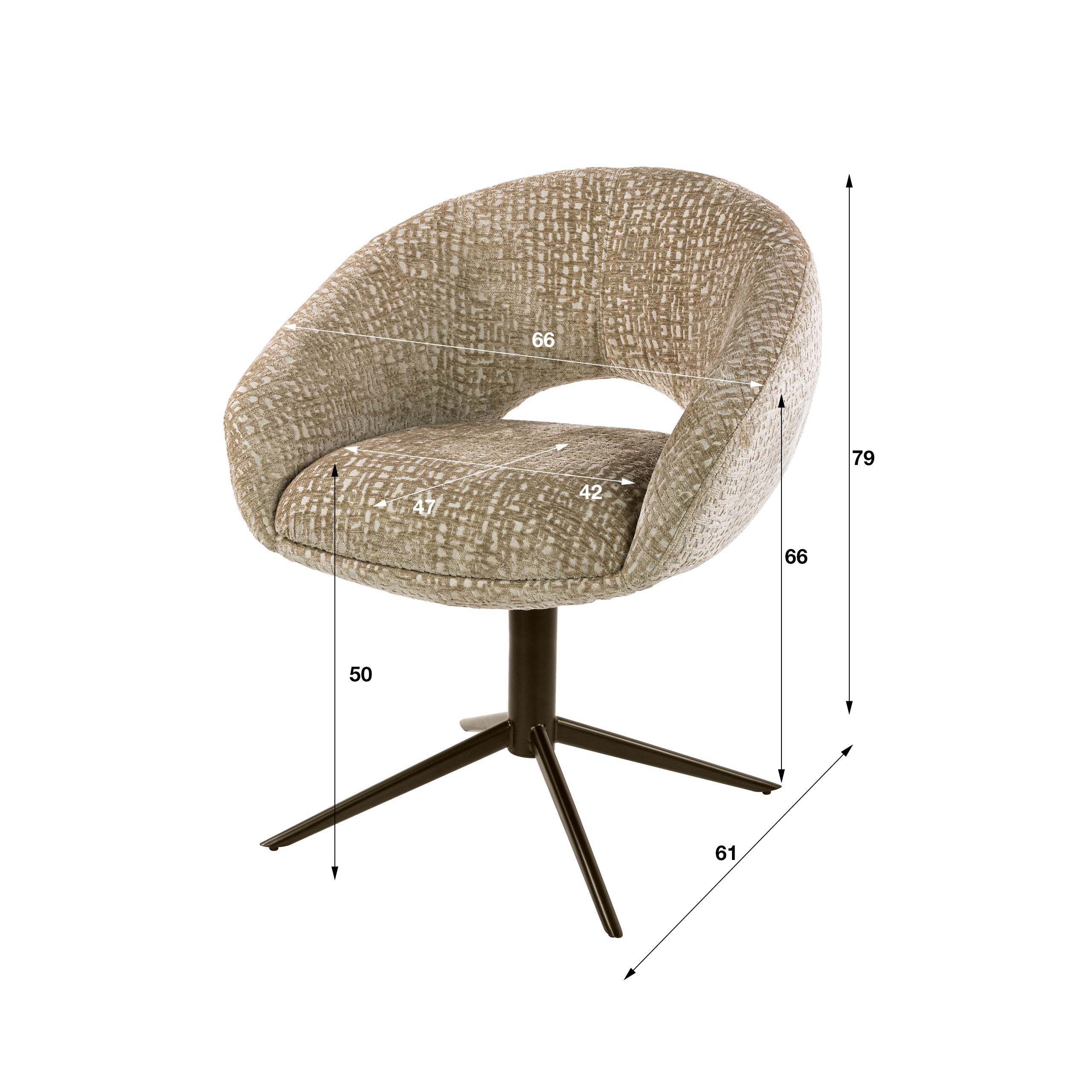 Eetkamerstoel Chup - Beige - Monti Stof - Draaibaar