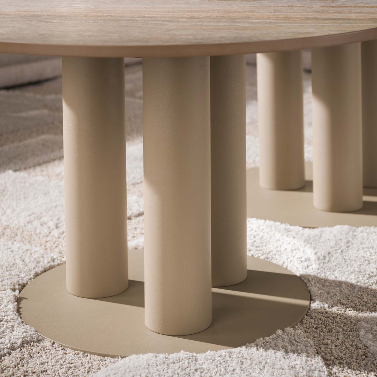 Salontafel Nivora Rond Beige 3D Travertinlook Set van 2 aanzicht 4 Meubelista