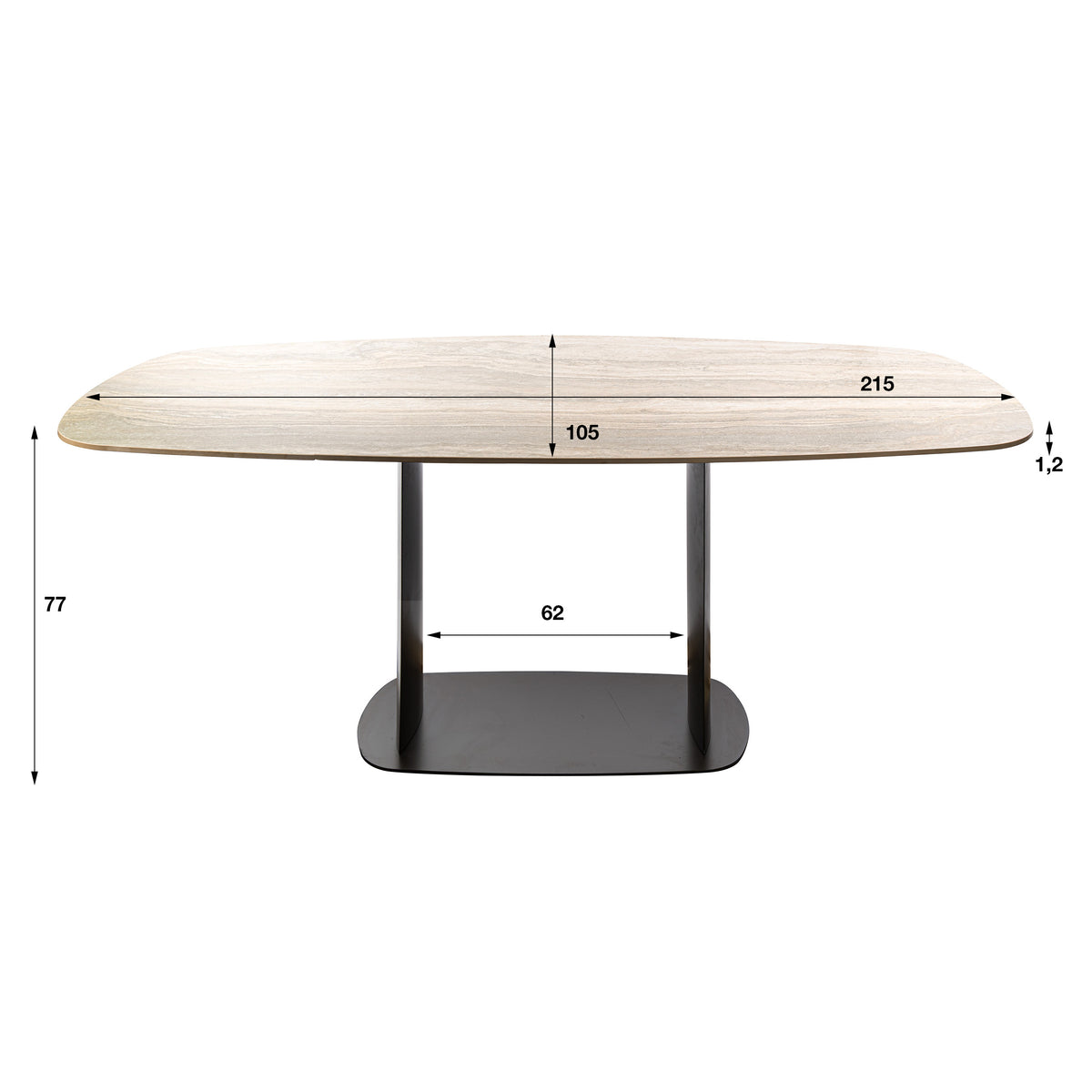 Eettafel Dunela Beige 3D Travertinlook 215 cm Deens Ovaal maatvoering Meubelista