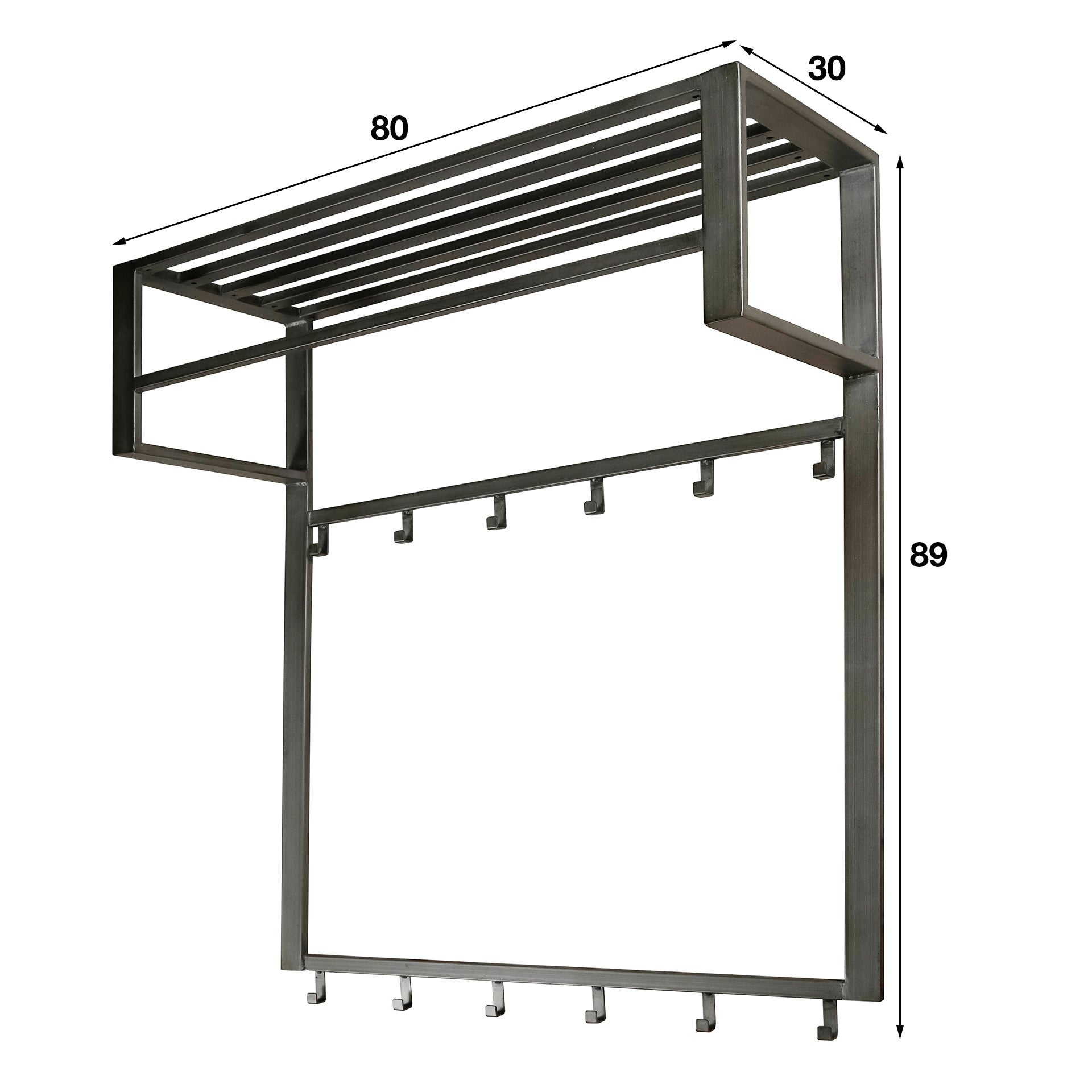 Kapstok Will - Metaal - 12 haken - 80 cm