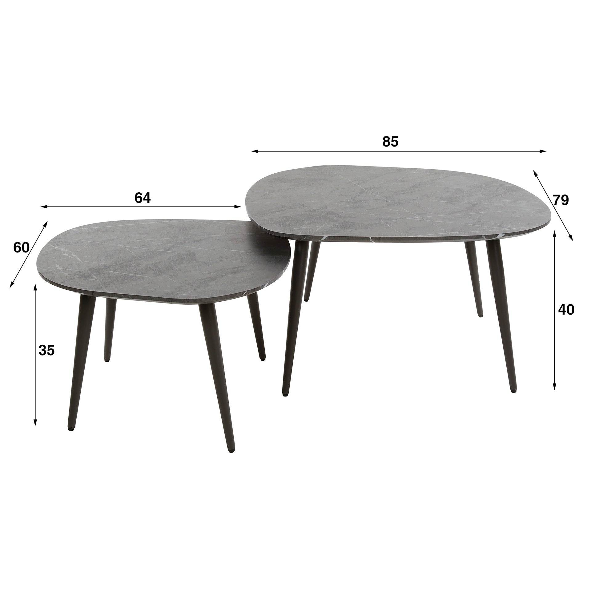 Salontafel Jack - Organisch - Melamine - Set van 2