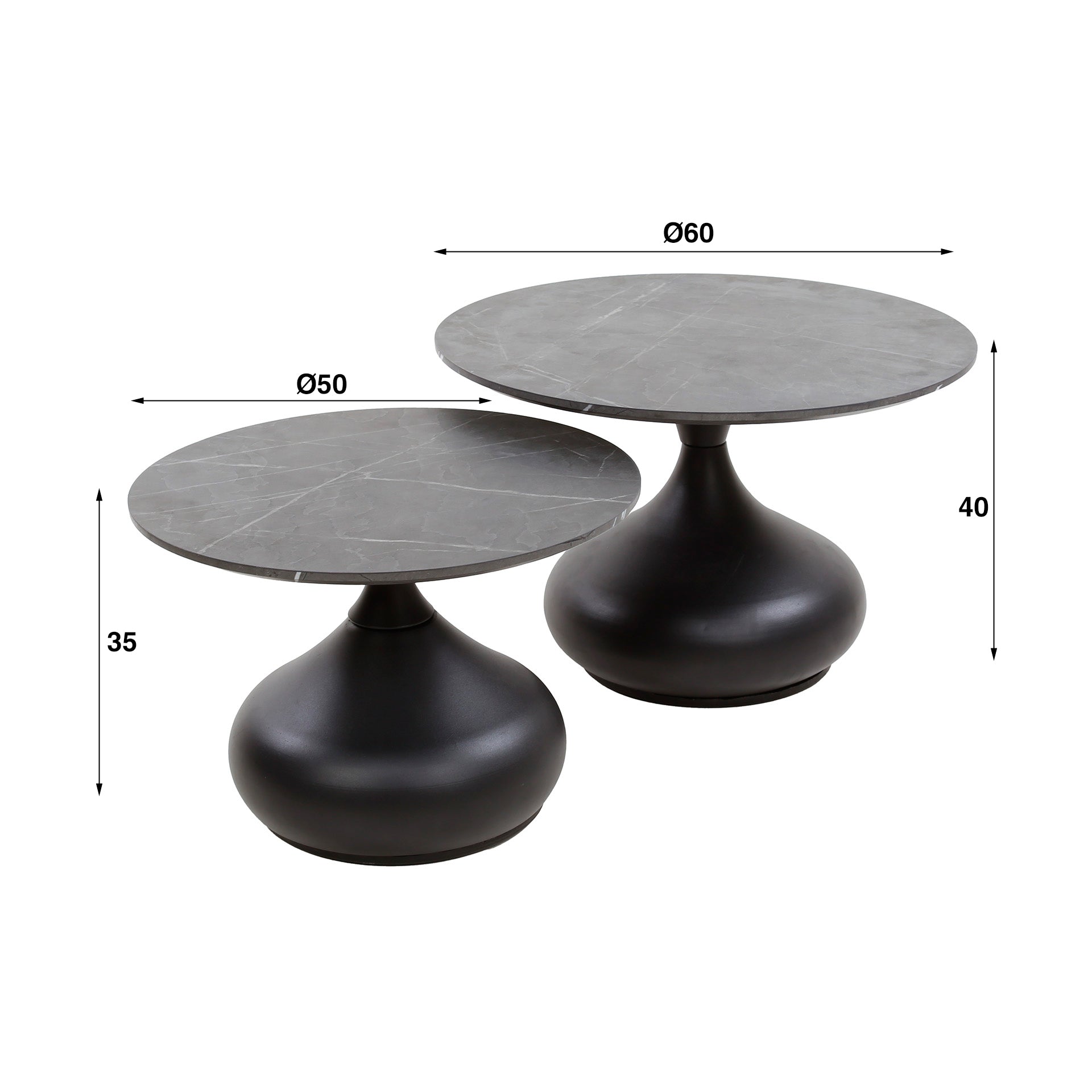 Salontafel Chalie - Zwart - Melamine - Set van 2