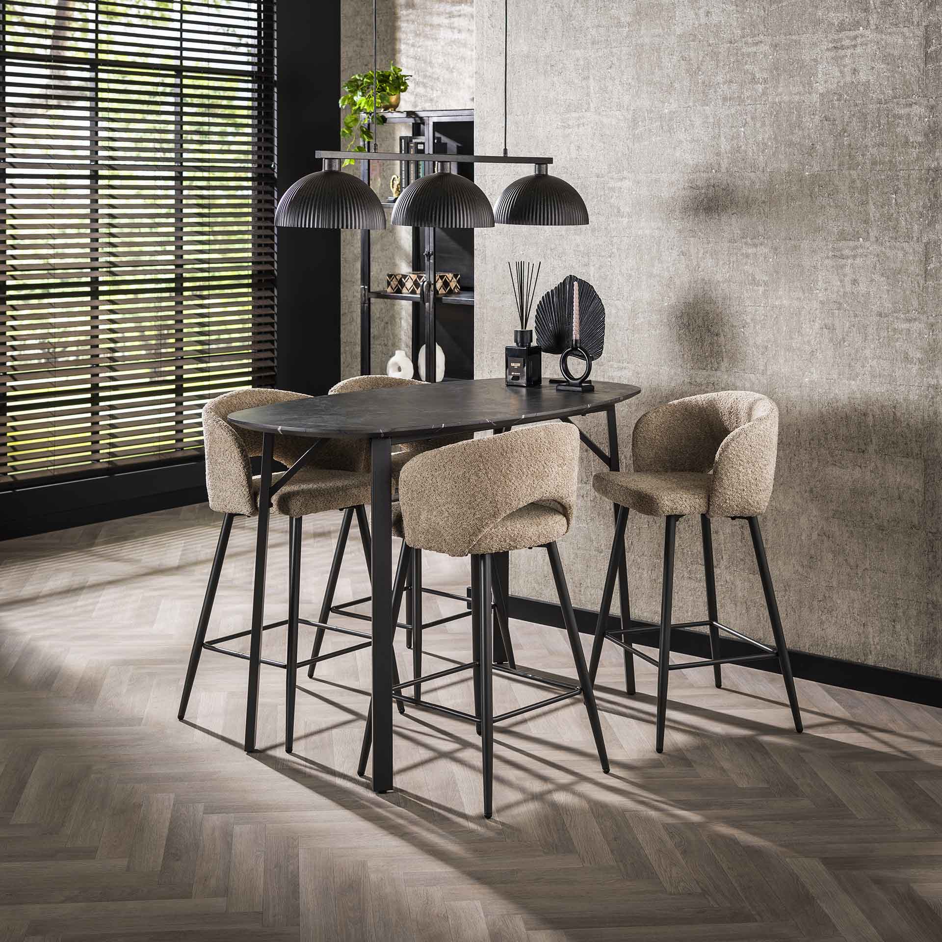 Bartafel Dario - Zwart - Keramisch Melamine - 140 cm