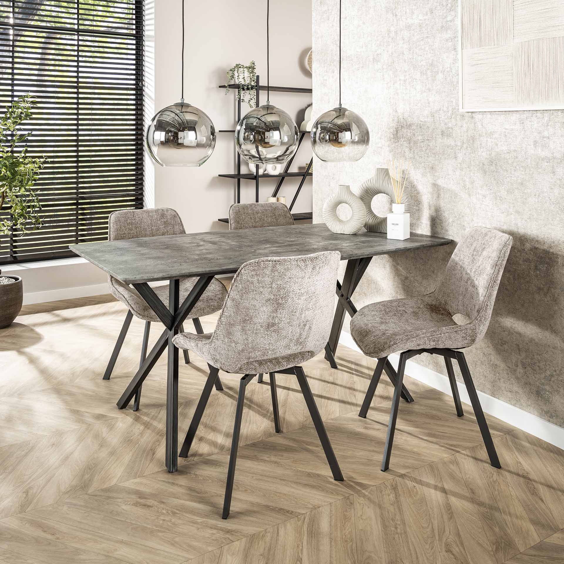 Eettafel Ash - Ovaal - MDF - 160 cm - Betonlook
