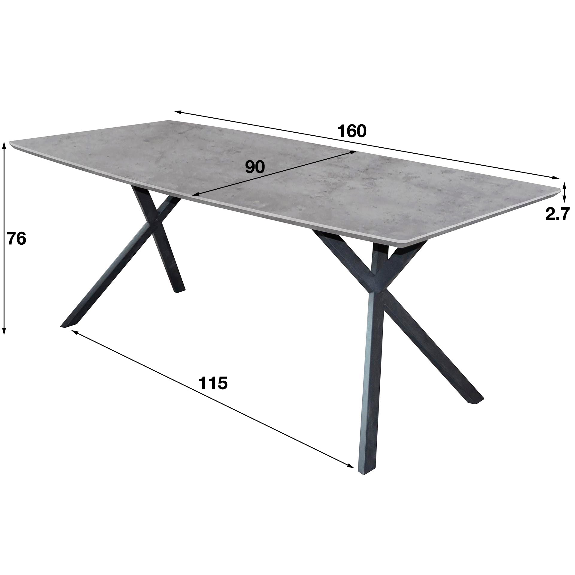 Eettafel Ash - Ovaal - MDF - 160 cm - Betonlook